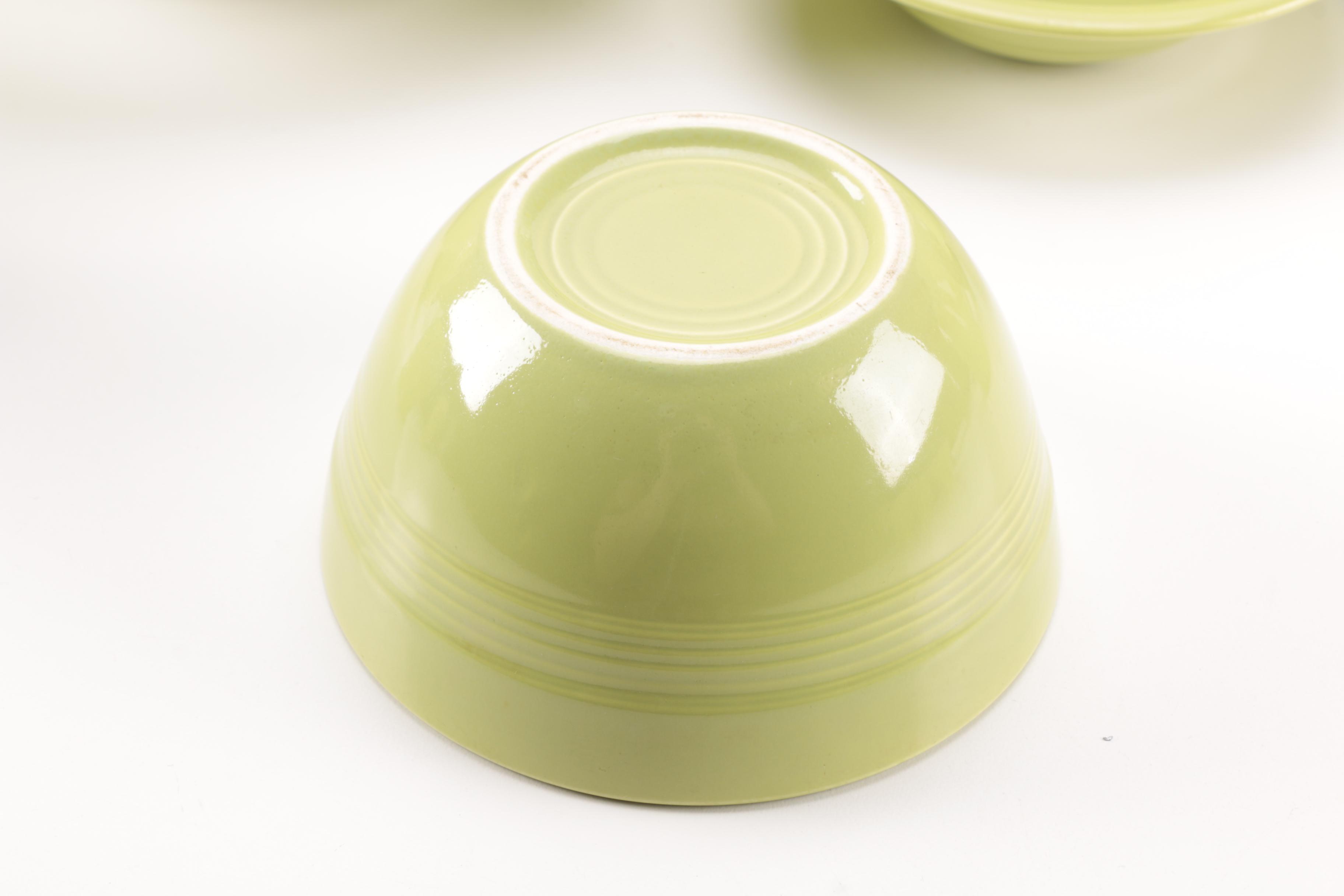 Set of Homer Laughlin Vintage Harlequin Chartreuse China