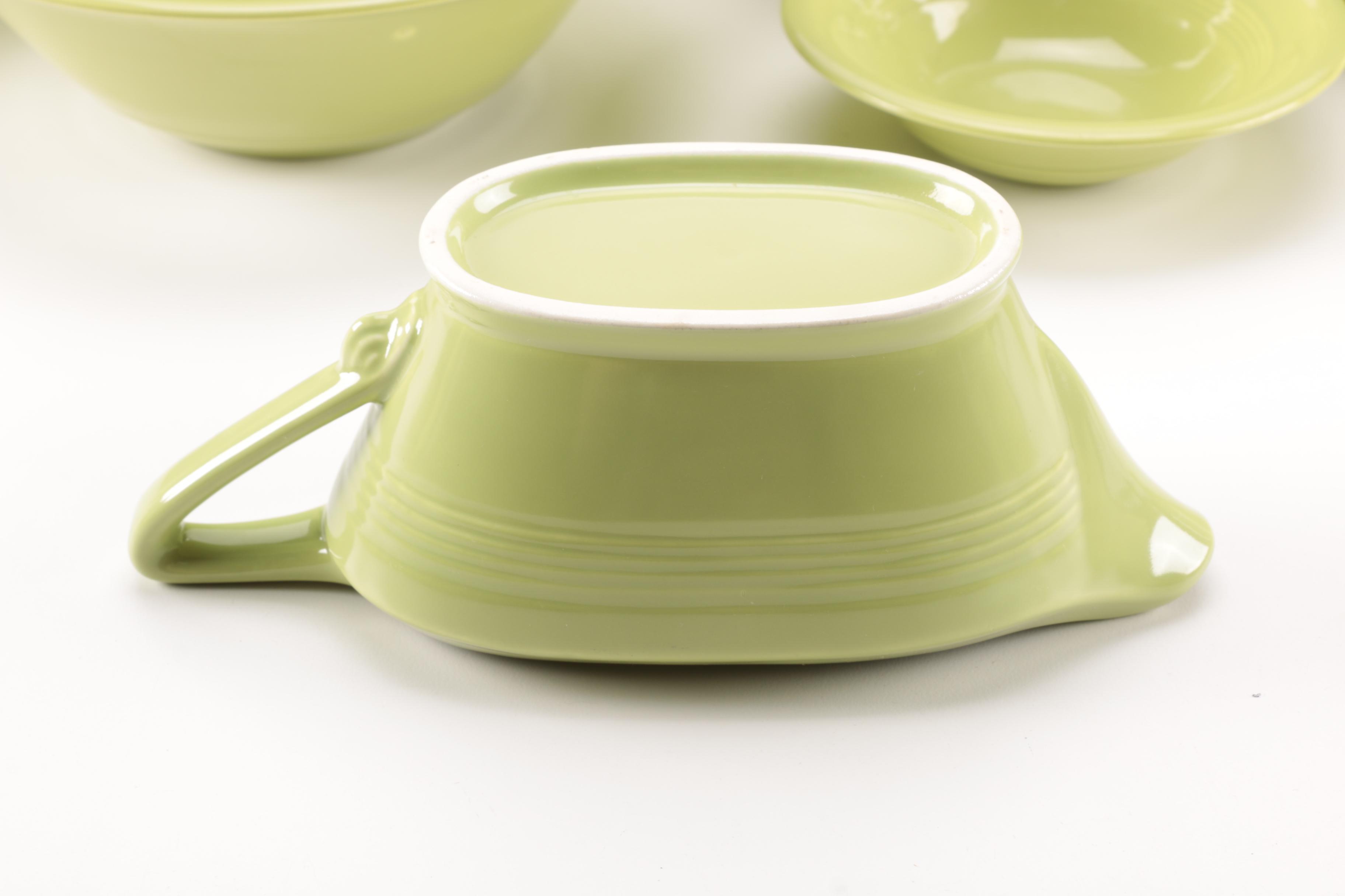 Set of Homer Laughlin Vintage Harlequin Chartreuse China