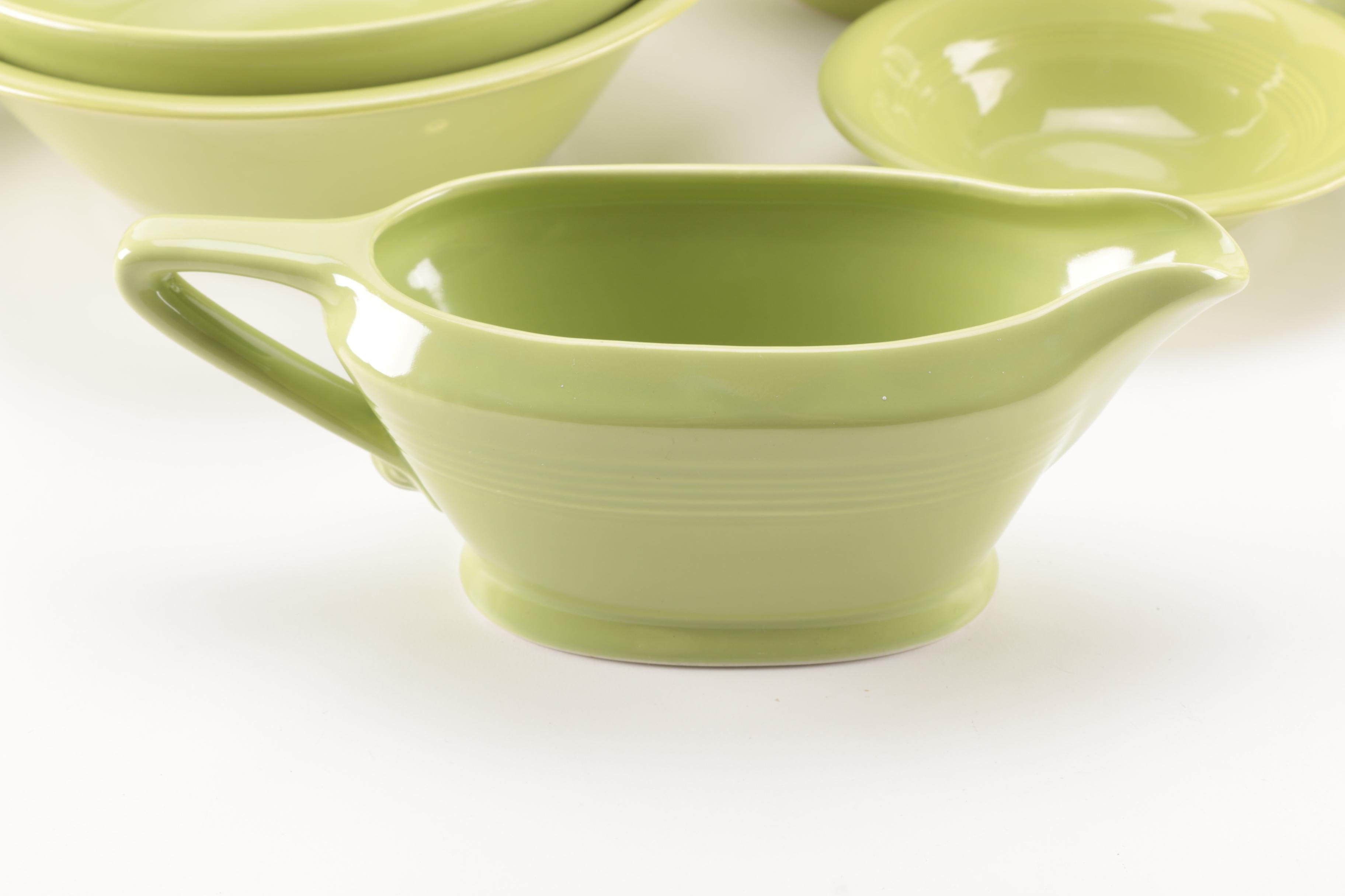 Set of Homer Laughlin Vintage Harlequin Chartreuse China