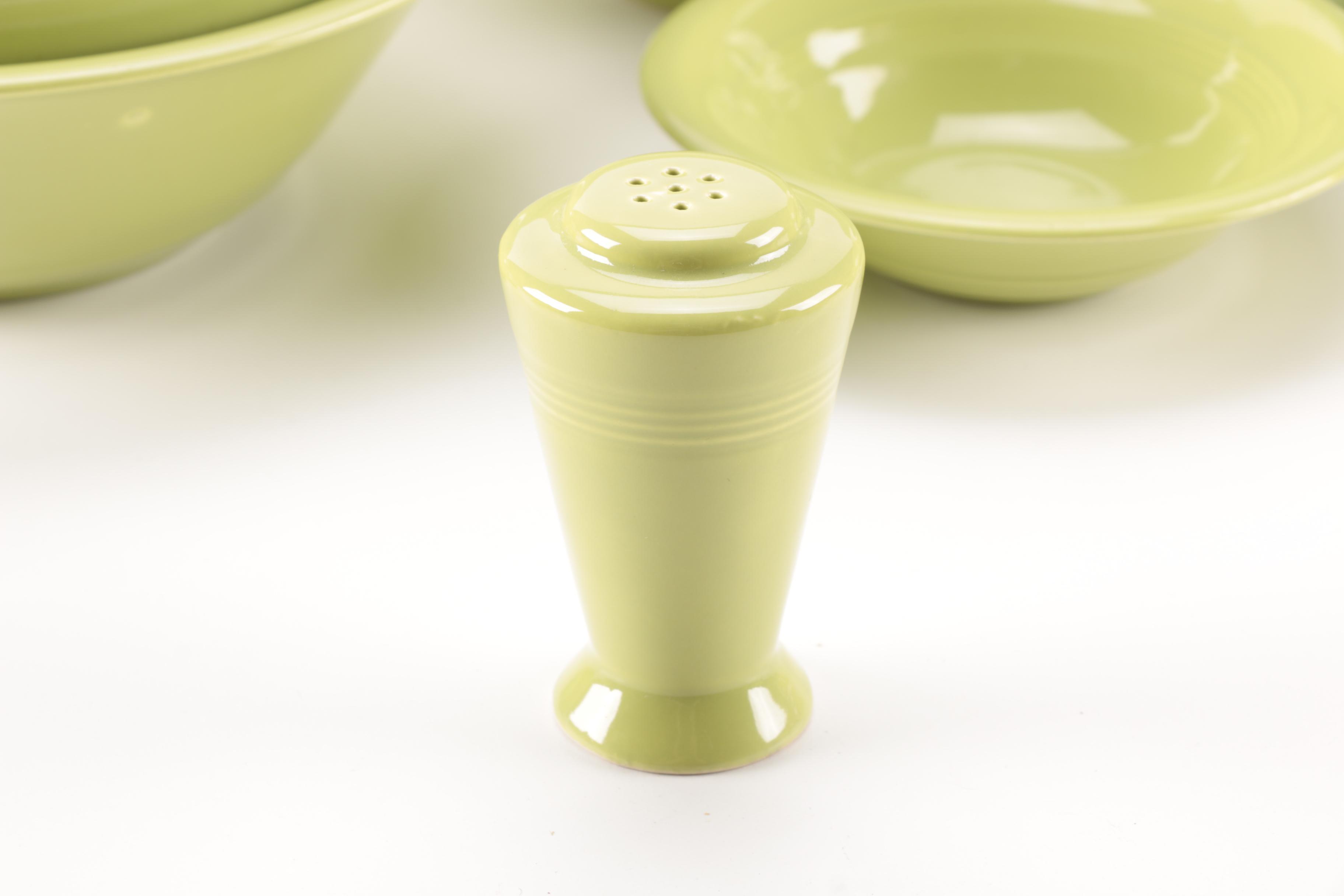 Set of Homer Laughlin Vintage Harlequin Chartreuse China