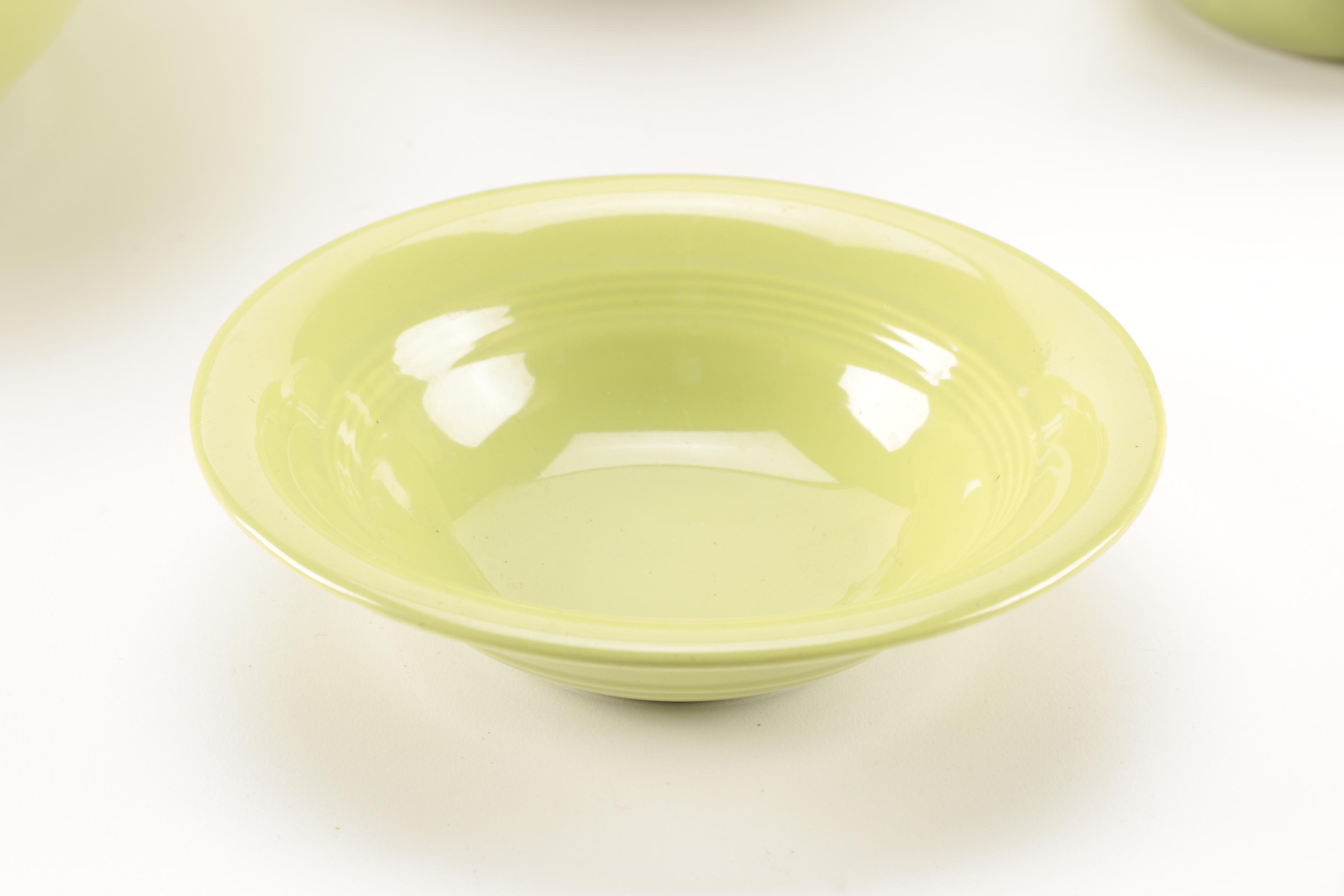 Set of Homer Laughlin Vintage Harlequin Chartreuse China