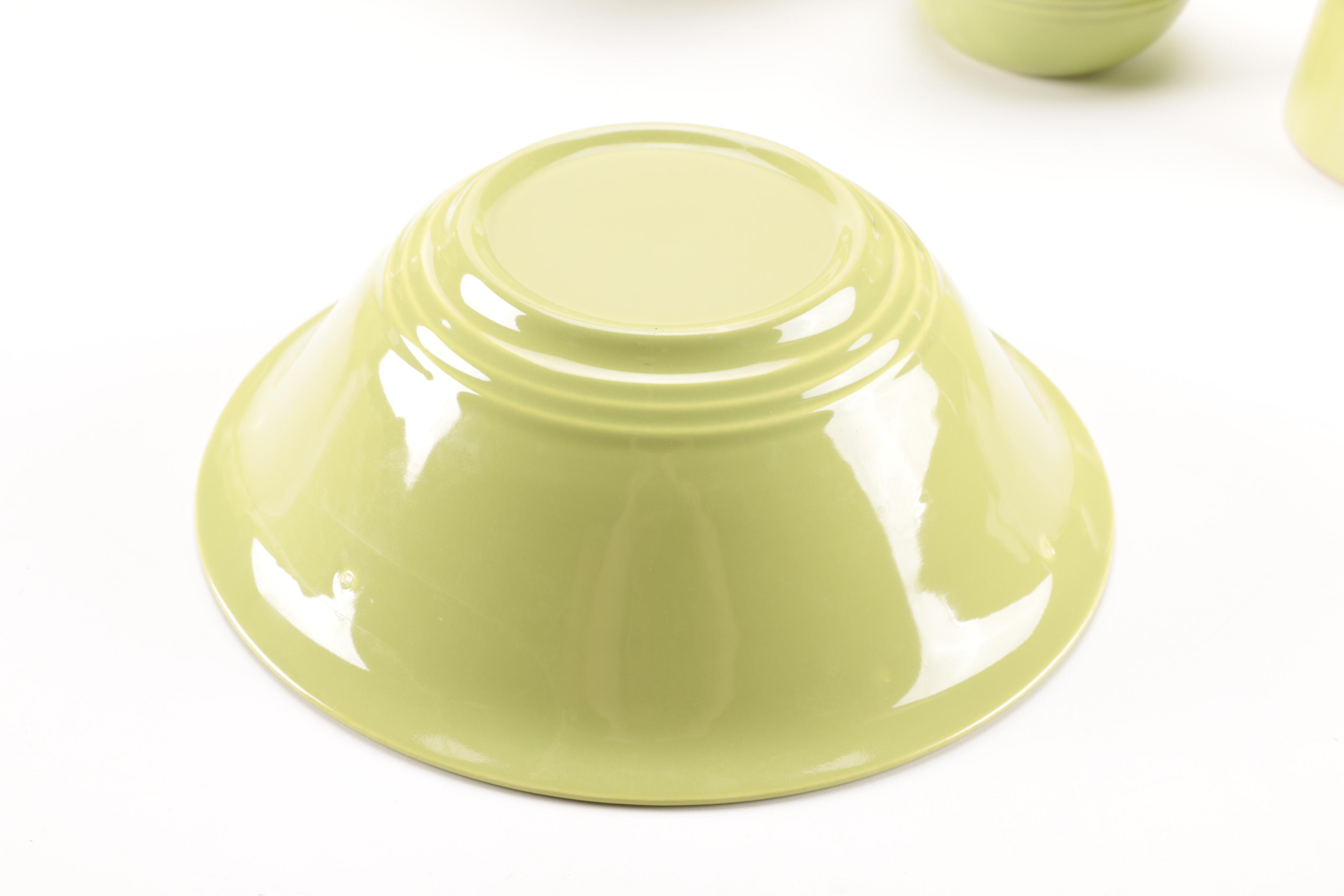 Set of Homer Laughlin Vintage Harlequin Chartreuse China