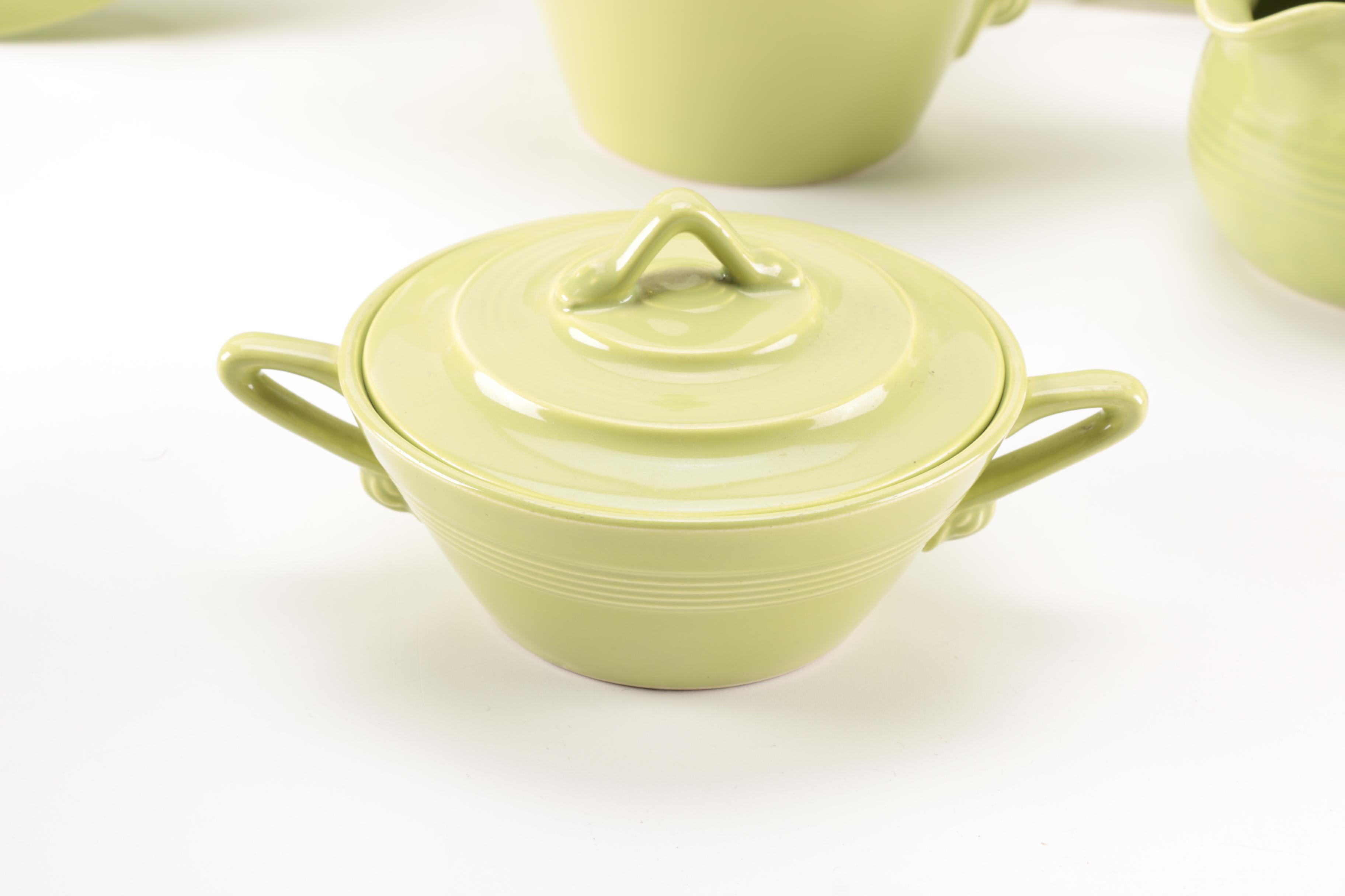 Set of Homer Laughlin Vintage Harlequin Chartreuse China