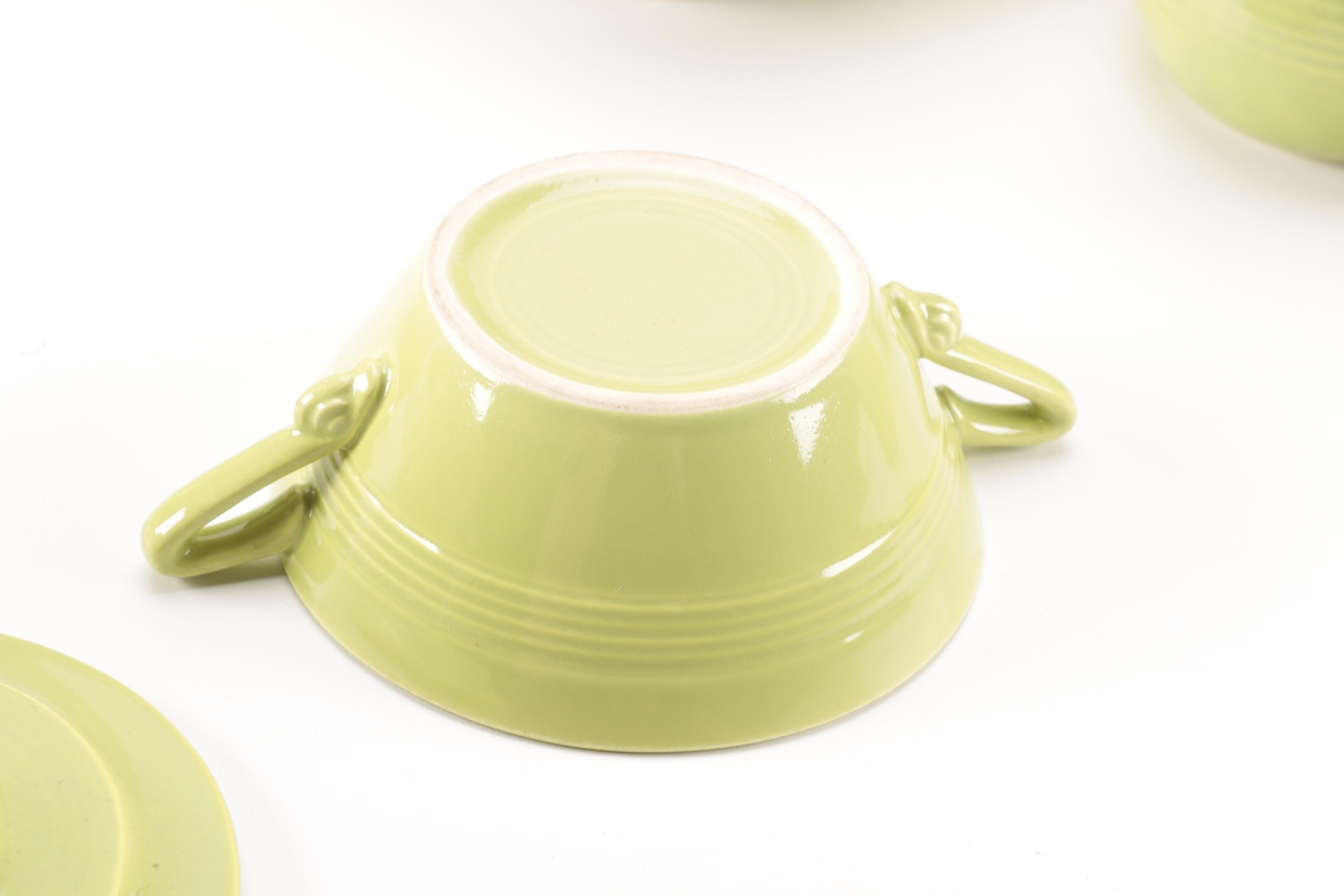 Set of Homer Laughlin Vintage Harlequin Chartreuse China