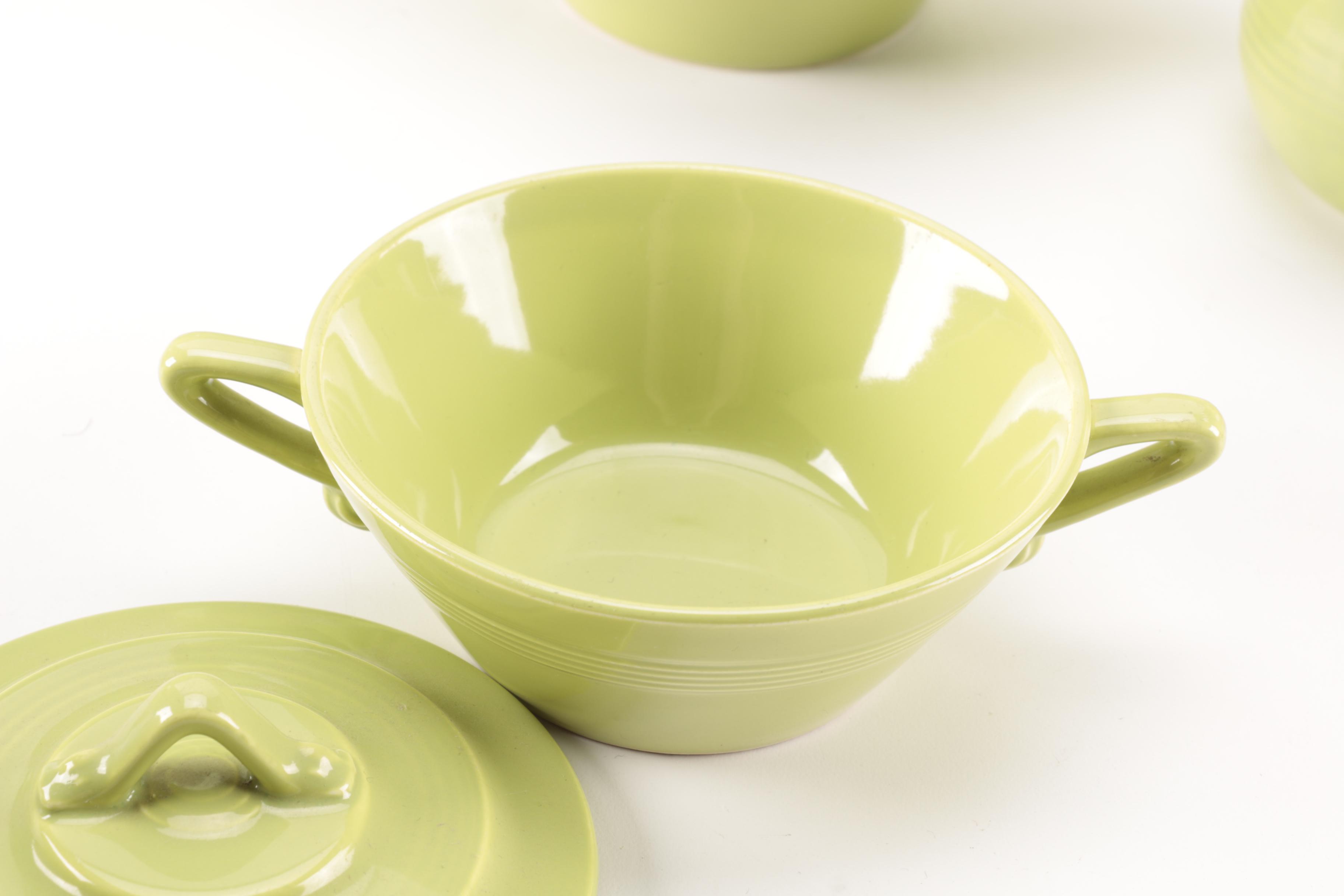 Set of Homer Laughlin Vintage Harlequin Chartreuse China