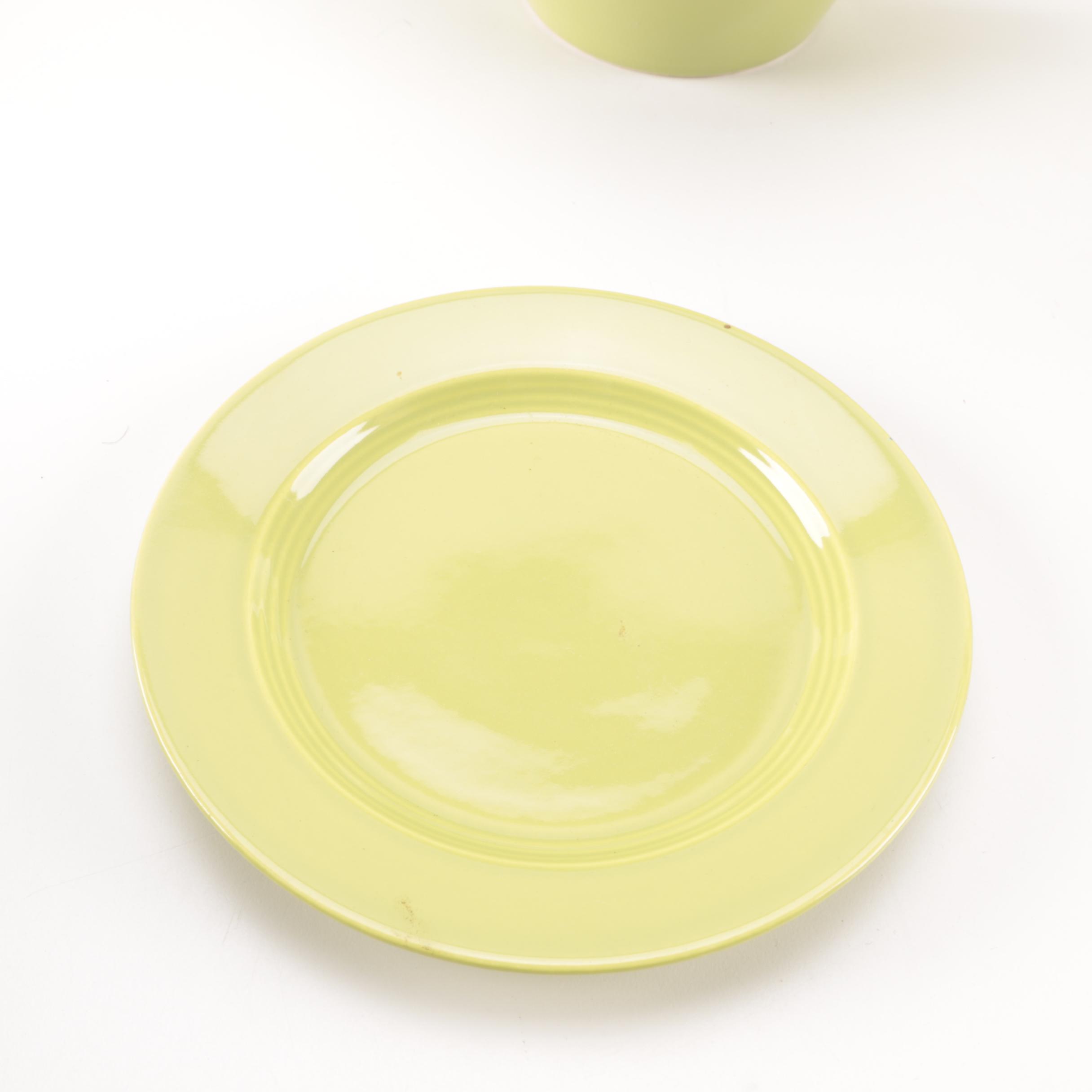 Set of Homer Laughlin Vintage Harlequin Chartreuse China