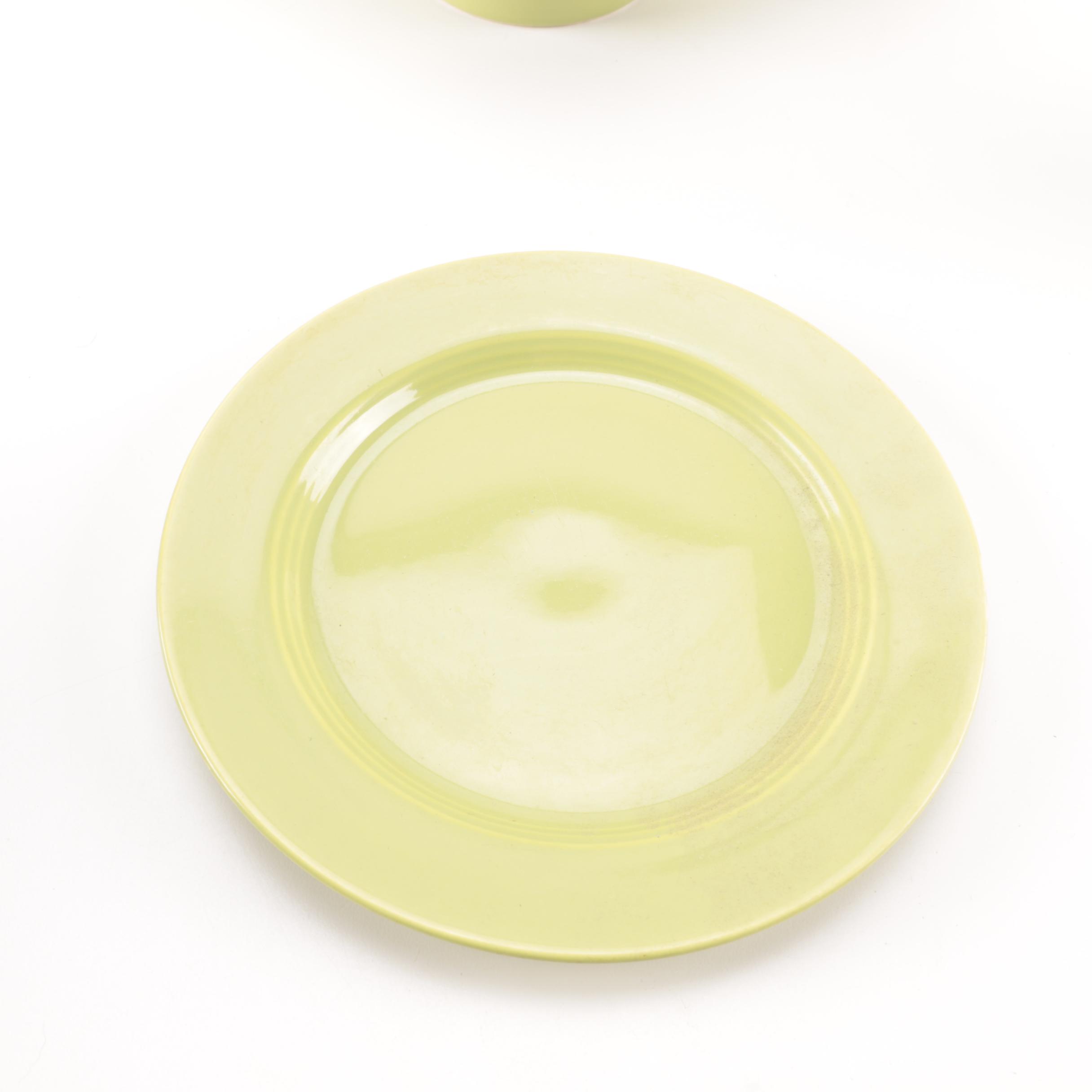 Set of Homer Laughlin Vintage Harlequin Chartreuse China