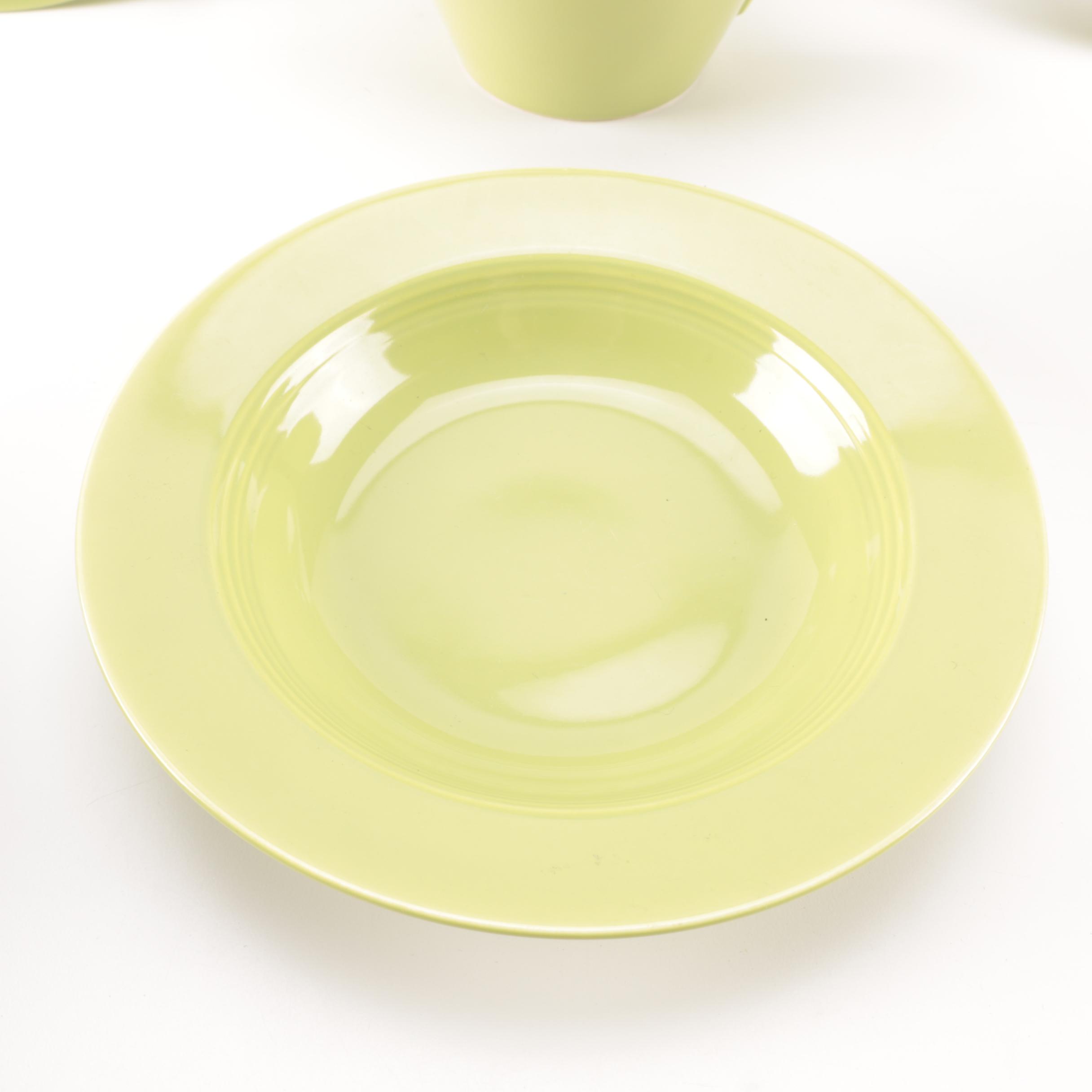 Set of Homer Laughlin Vintage Harlequin Chartreuse China