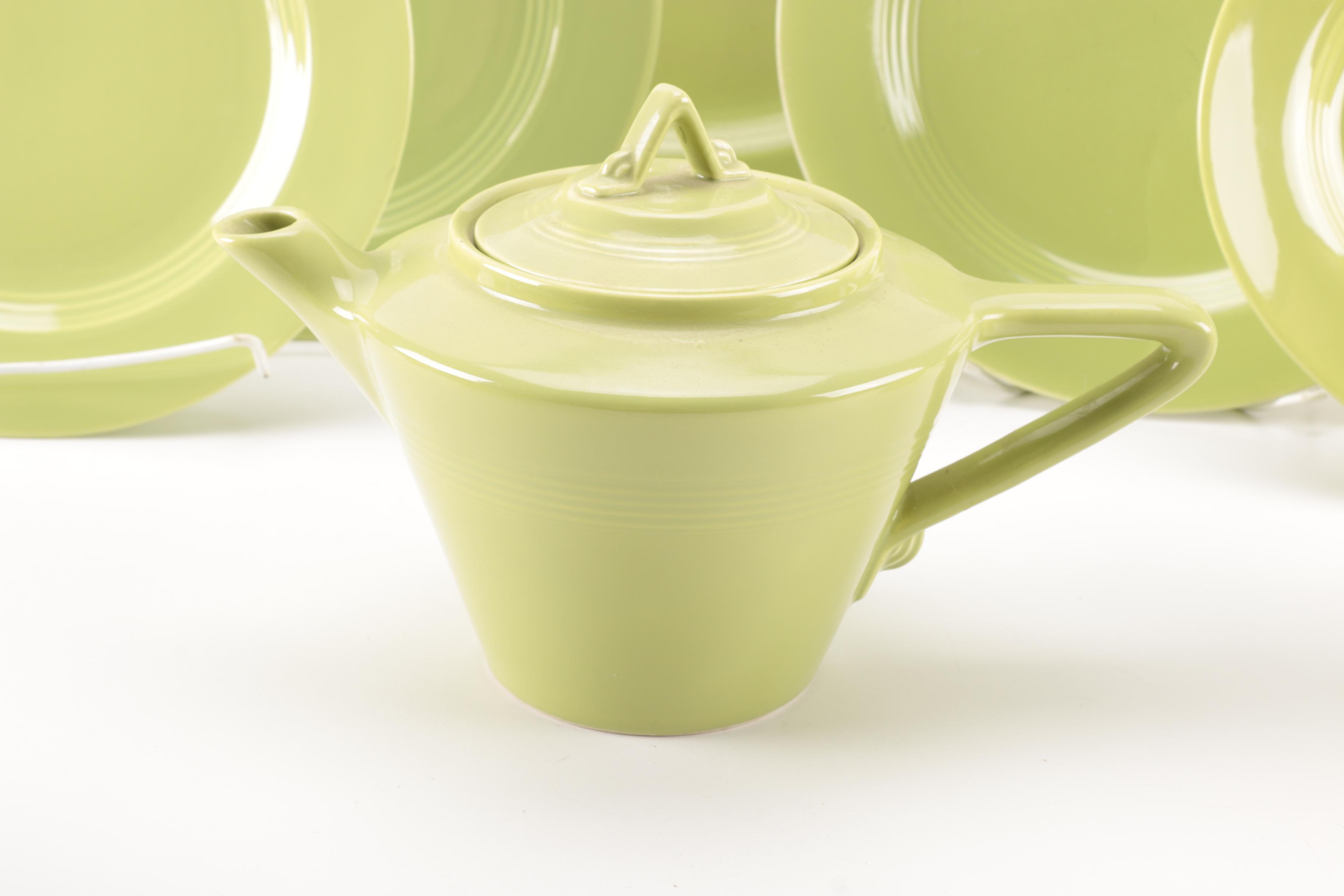 Set of Homer Laughlin Vintage Harlequin Chartreuse China