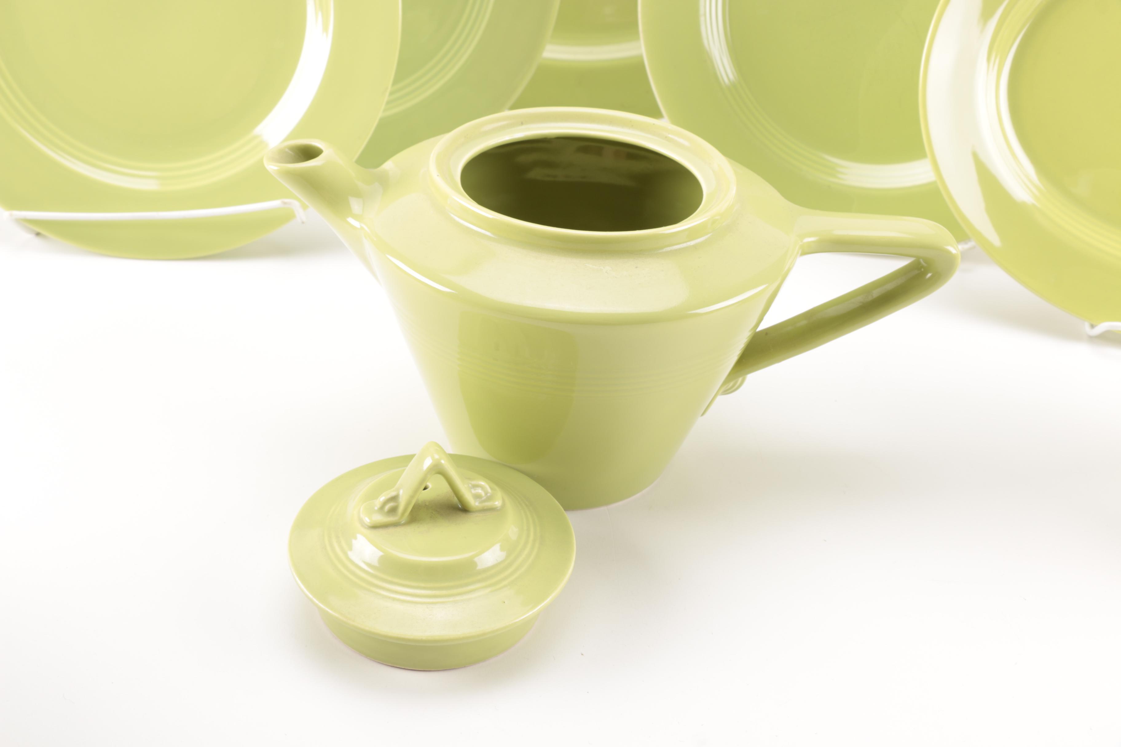 Set of Homer Laughlin Vintage Harlequin Chartreuse China