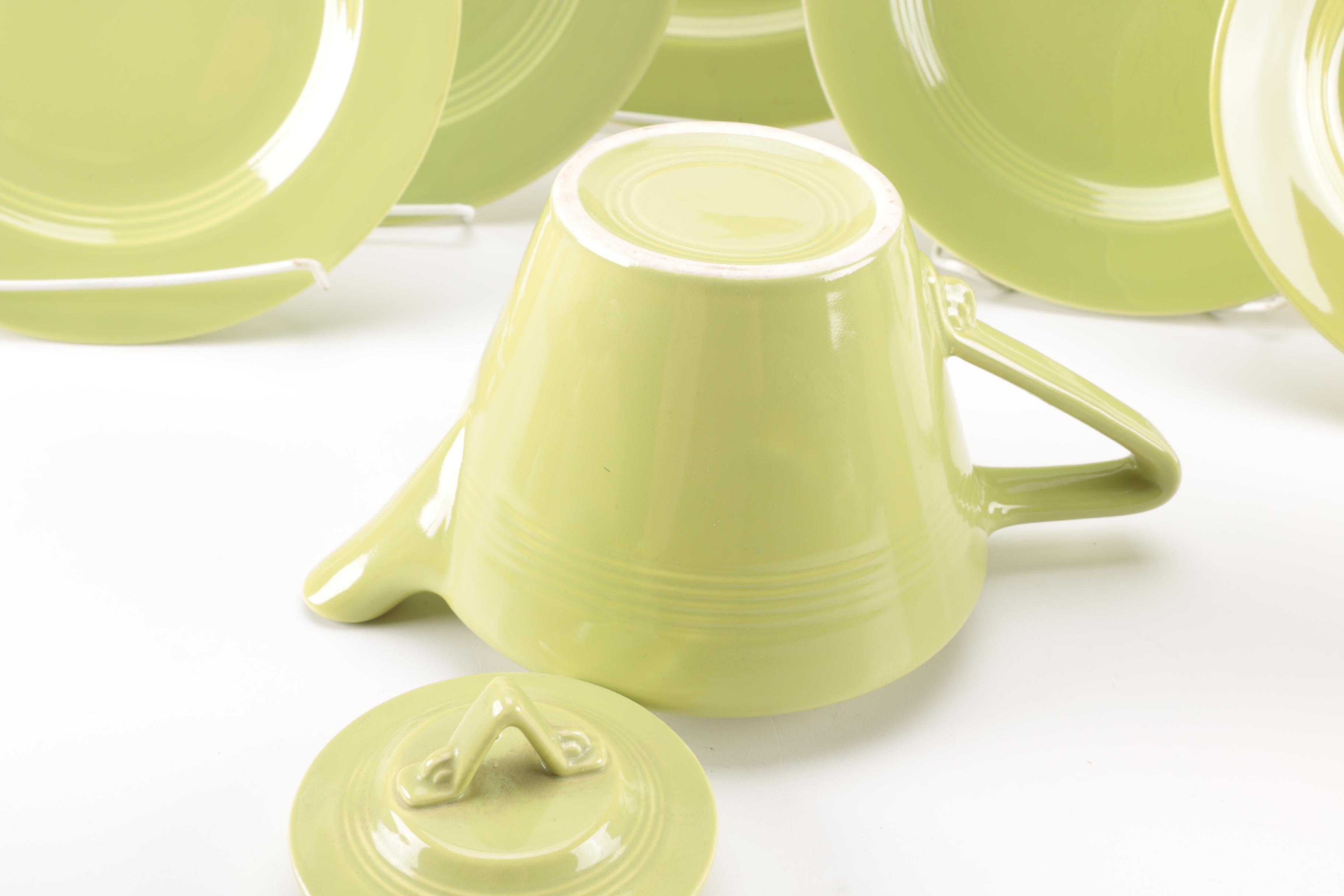 Set of Homer Laughlin Vintage Harlequin Chartreuse China