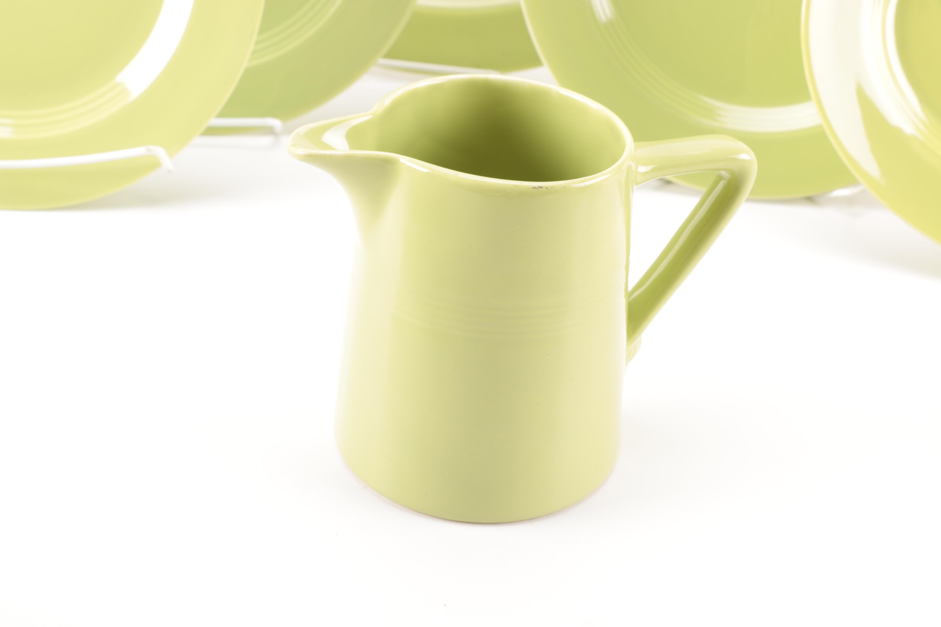 Set of Homer Laughlin Vintage Harlequin Chartreuse China