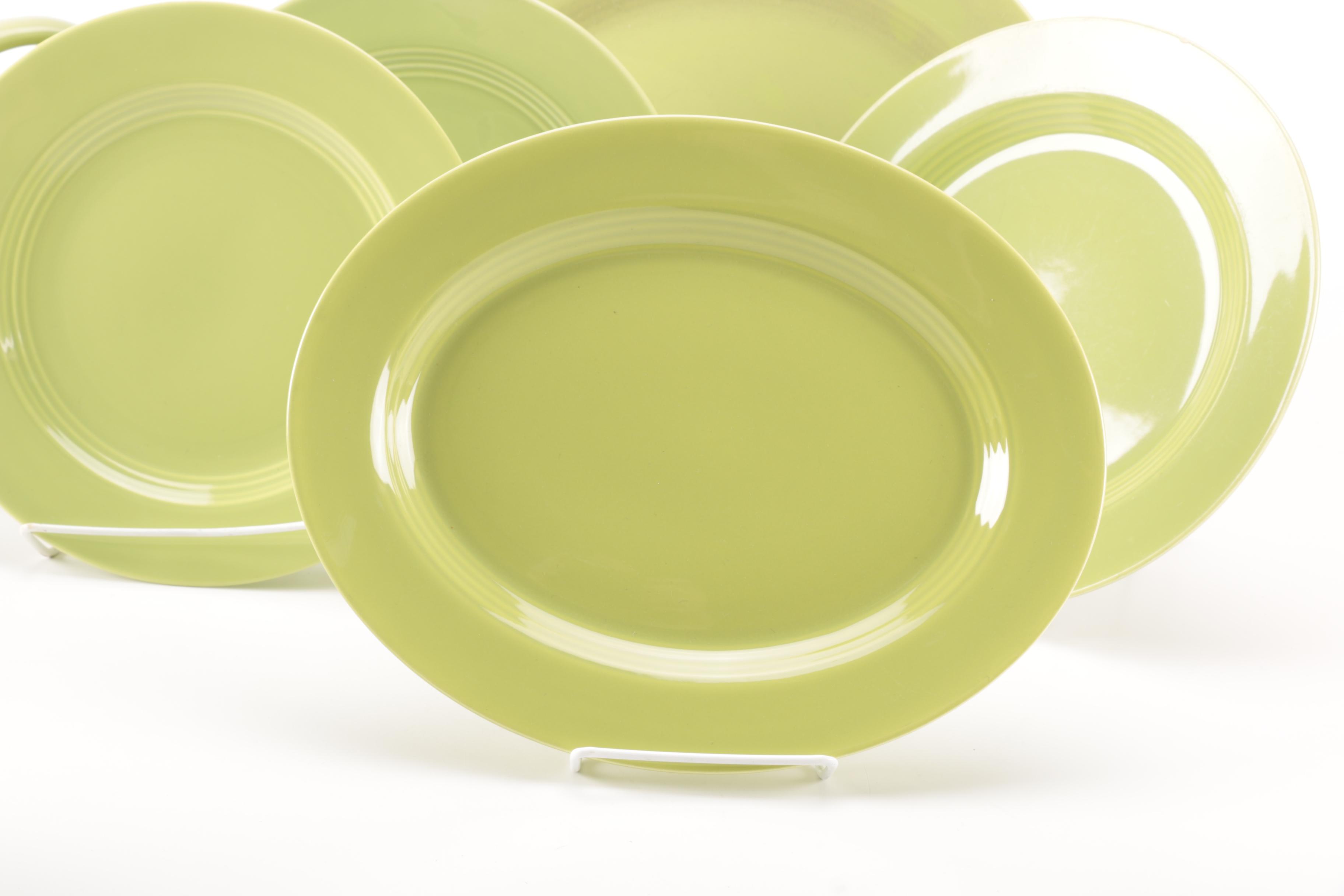 Set of Homer Laughlin Vintage Harlequin Chartreuse China