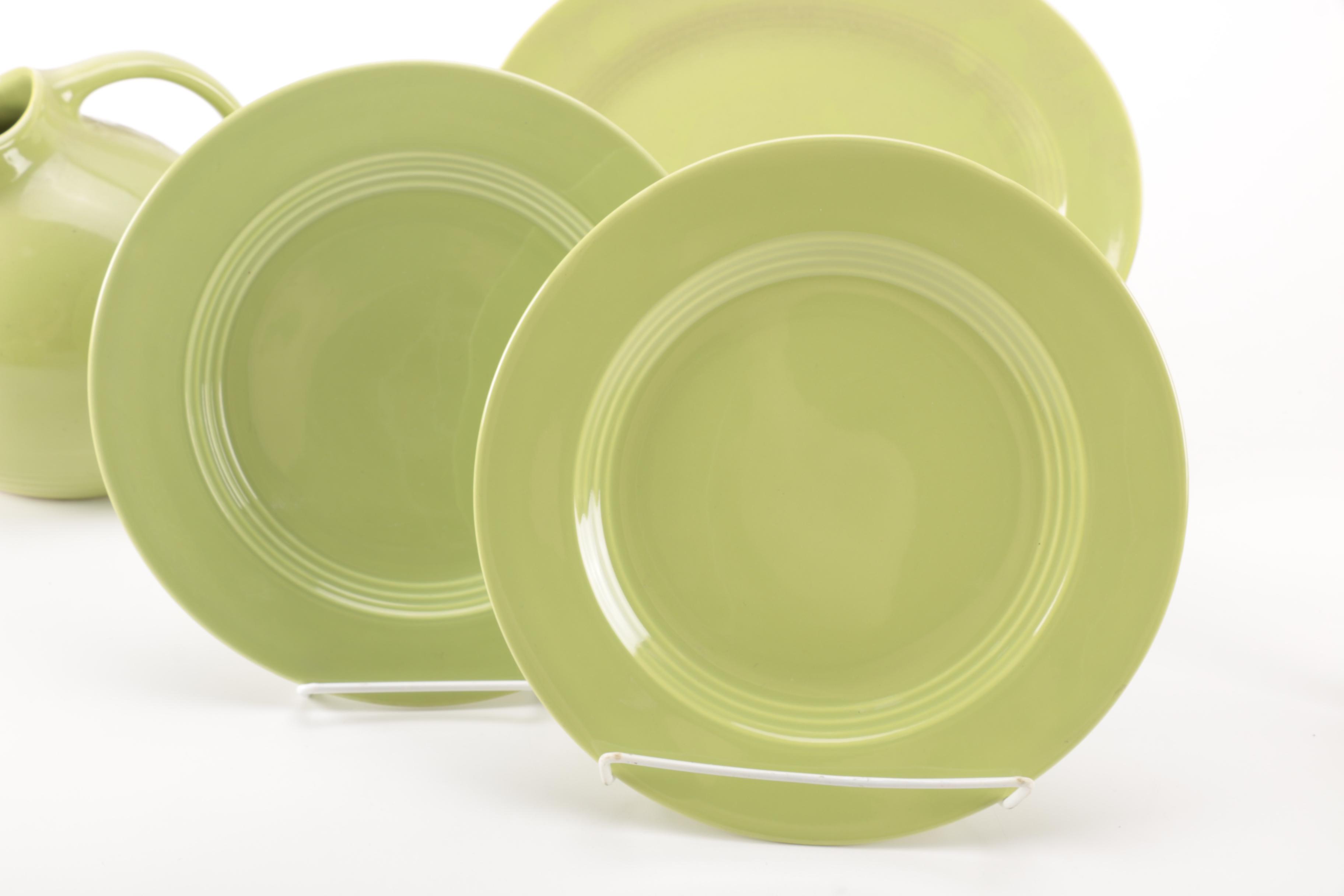 Set of Homer Laughlin Vintage Harlequin Chartreuse China