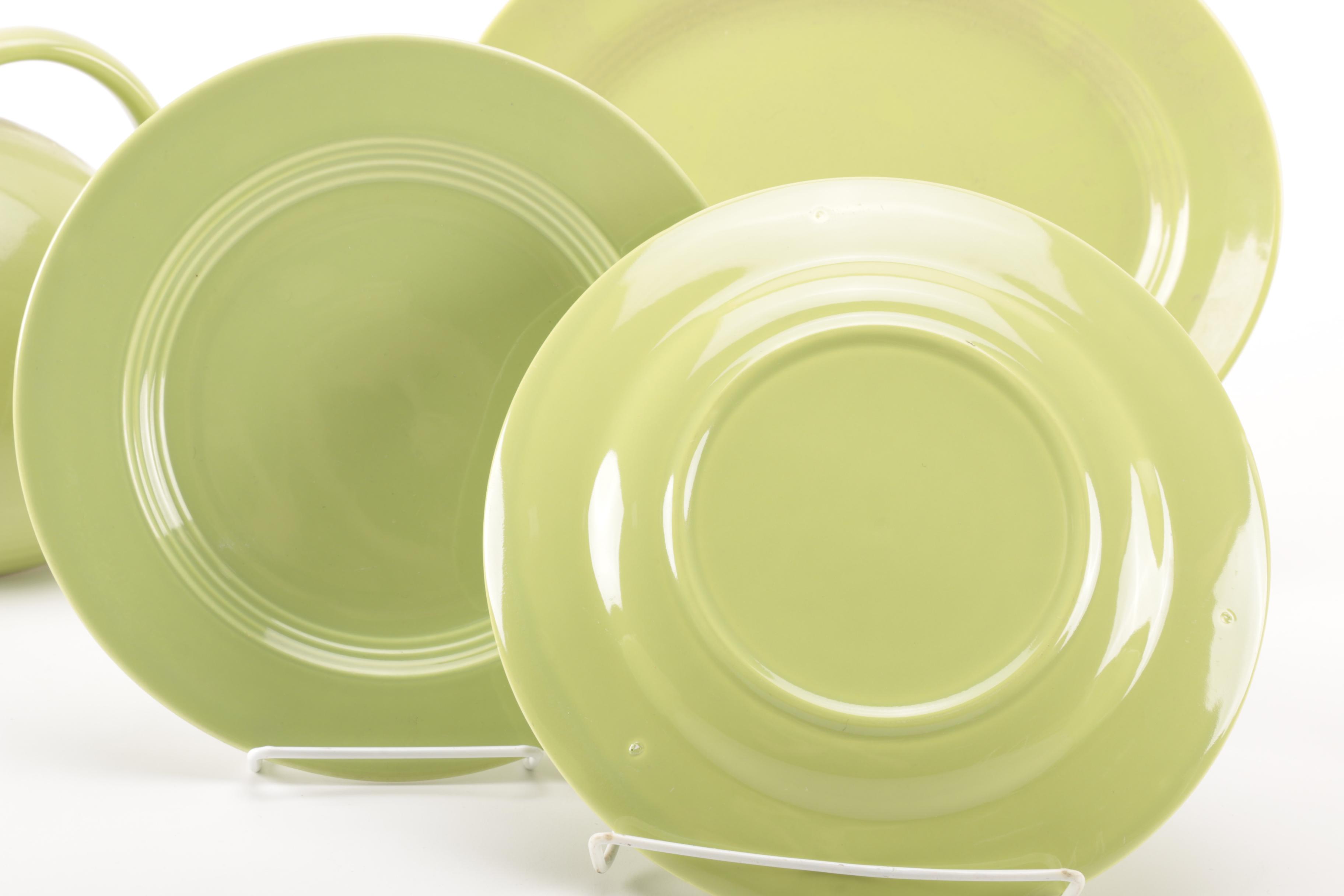 Set of Homer Laughlin Vintage Harlequin Chartreuse China