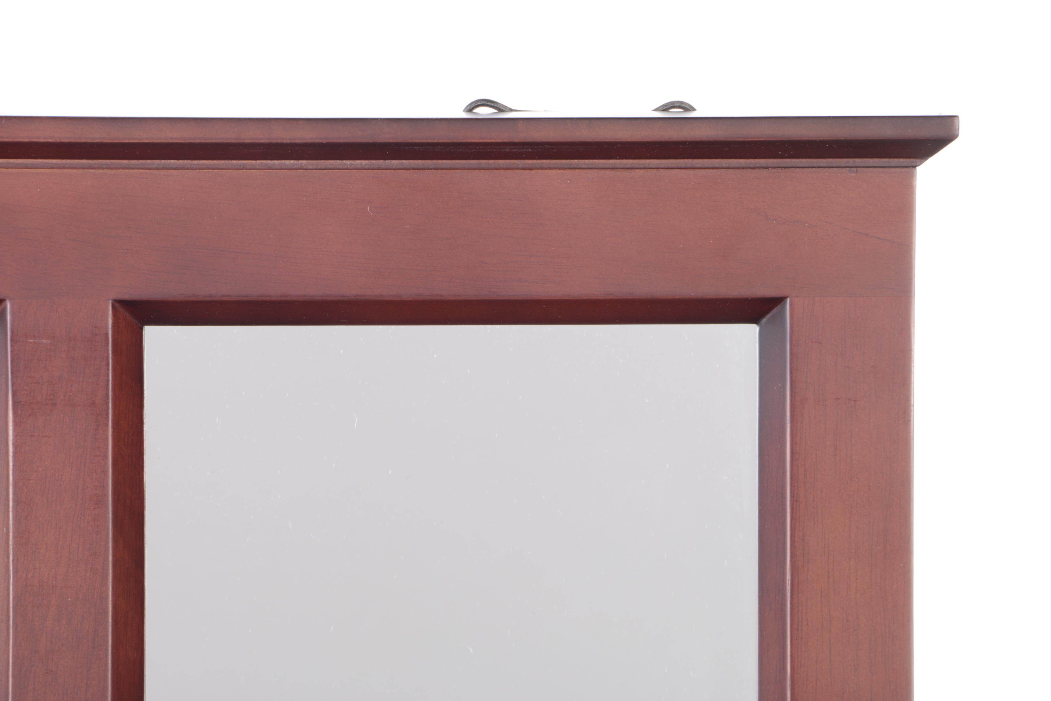 Rectangular Wall Shelf with Mirrors and Pegs