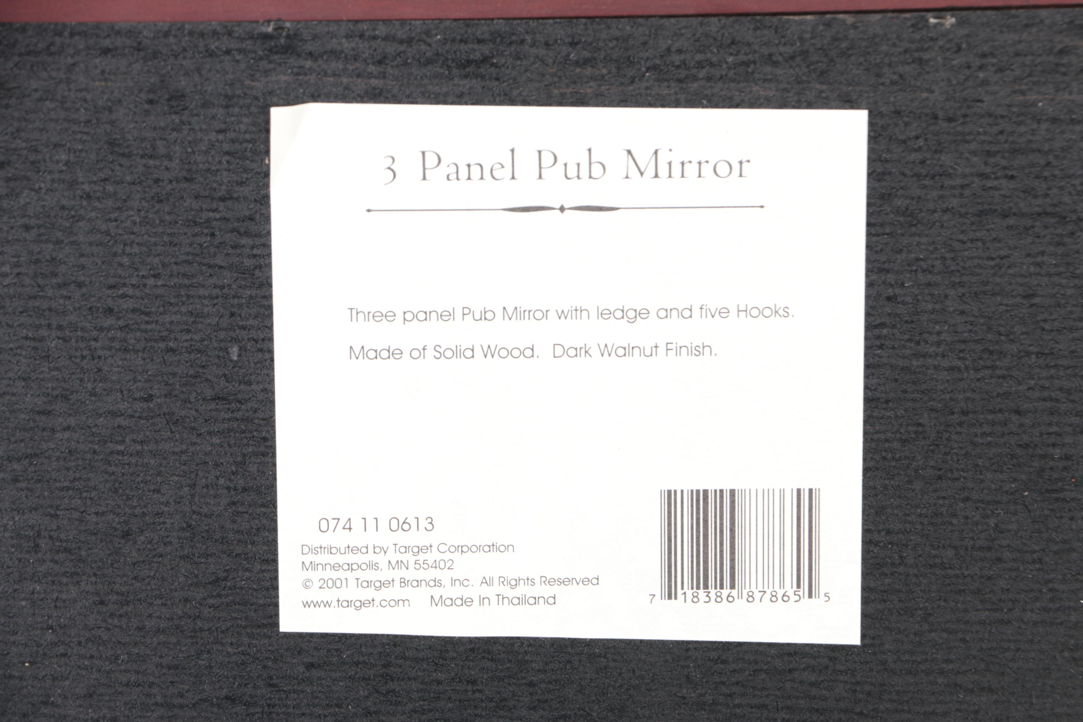 Rectangular Wall Shelf with Mirrors and Pegs