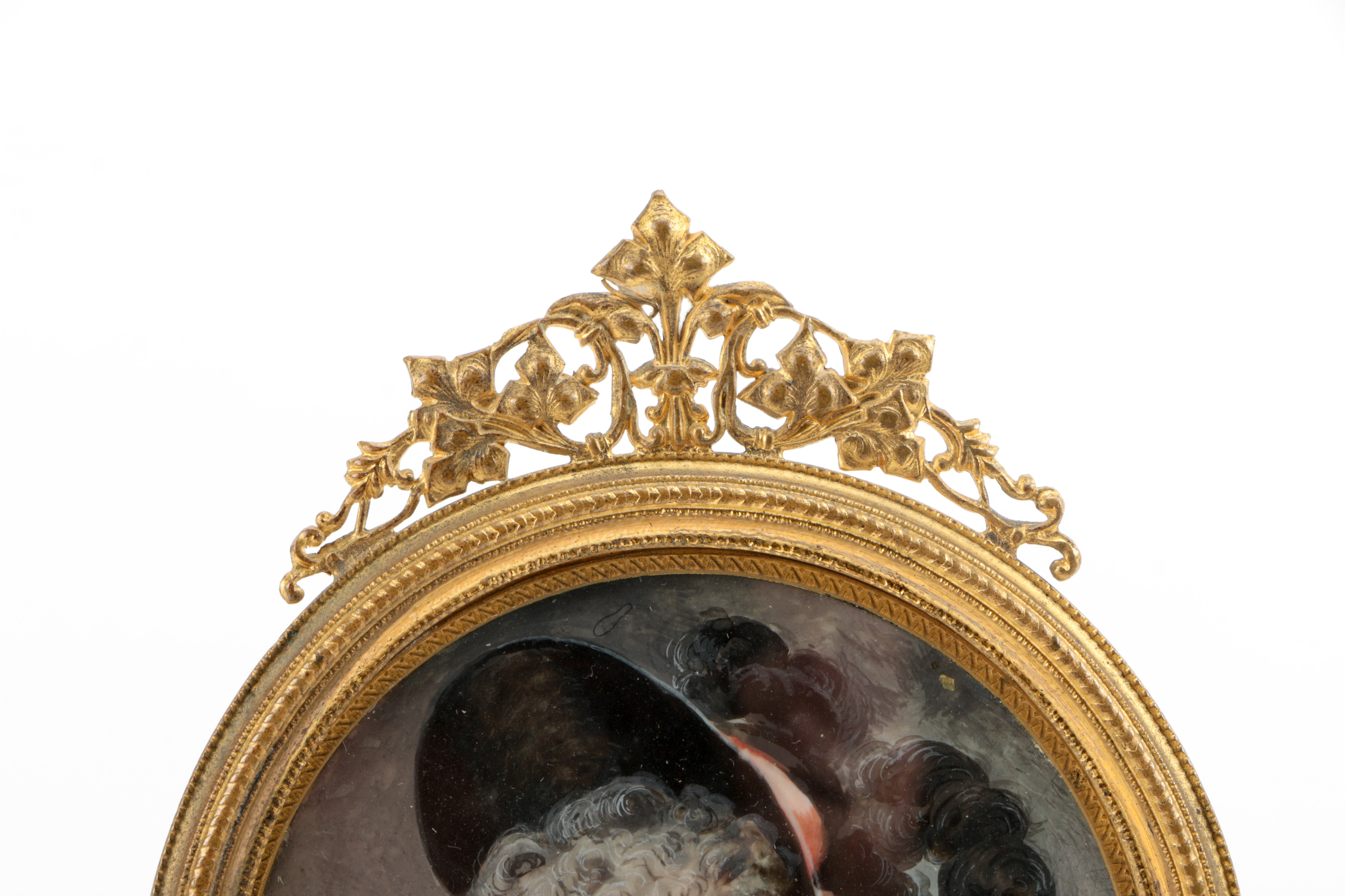 19th Century French Gouache Miniature Portrait