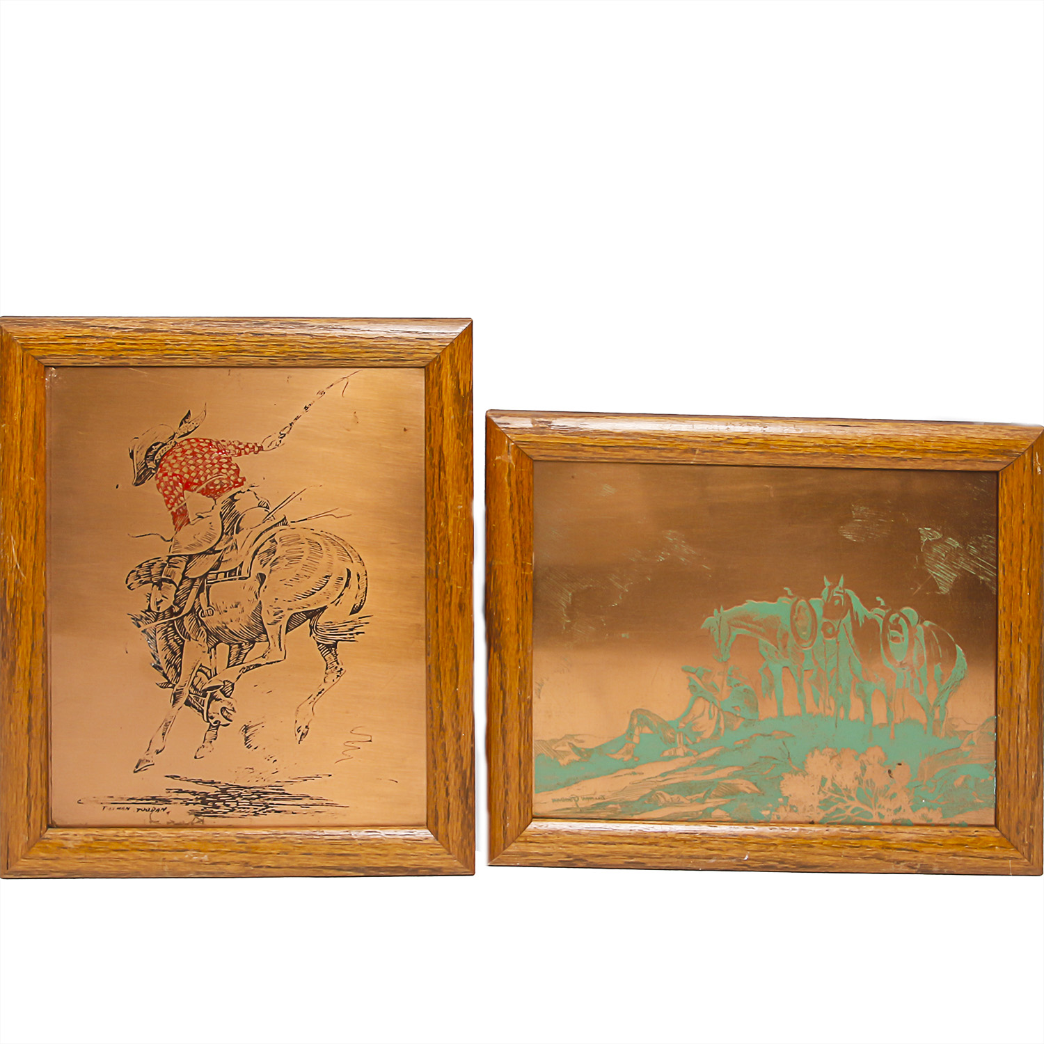 Pair of Tillman Goodan Framed Copper Plate Engravings