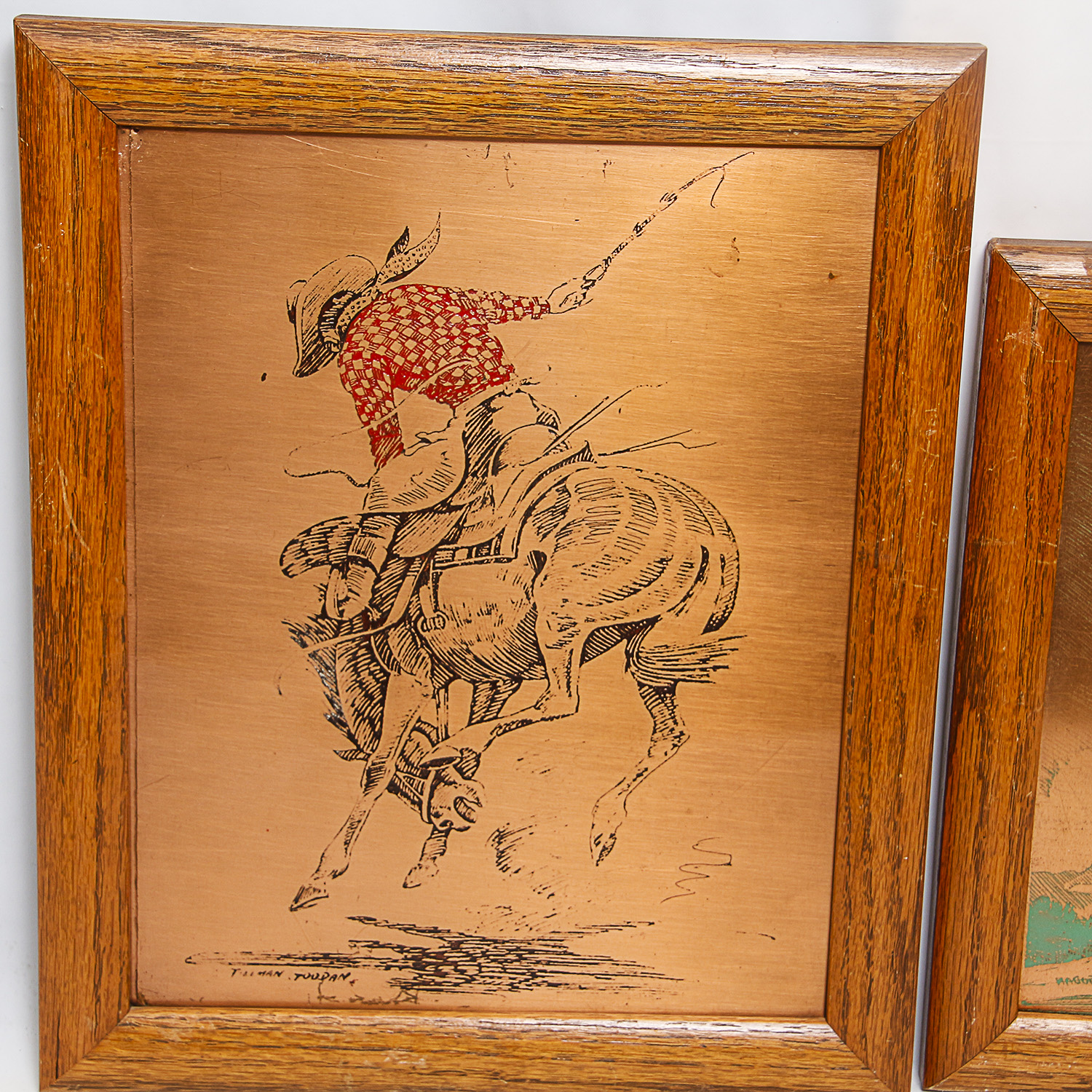 Pair of Tillman Goodan Framed Copper Plate Engravings