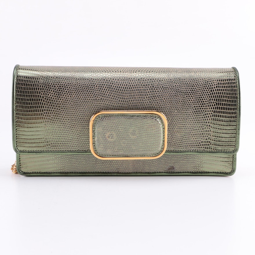 Jane Bolinger Green Lizard Skin Evening Bag