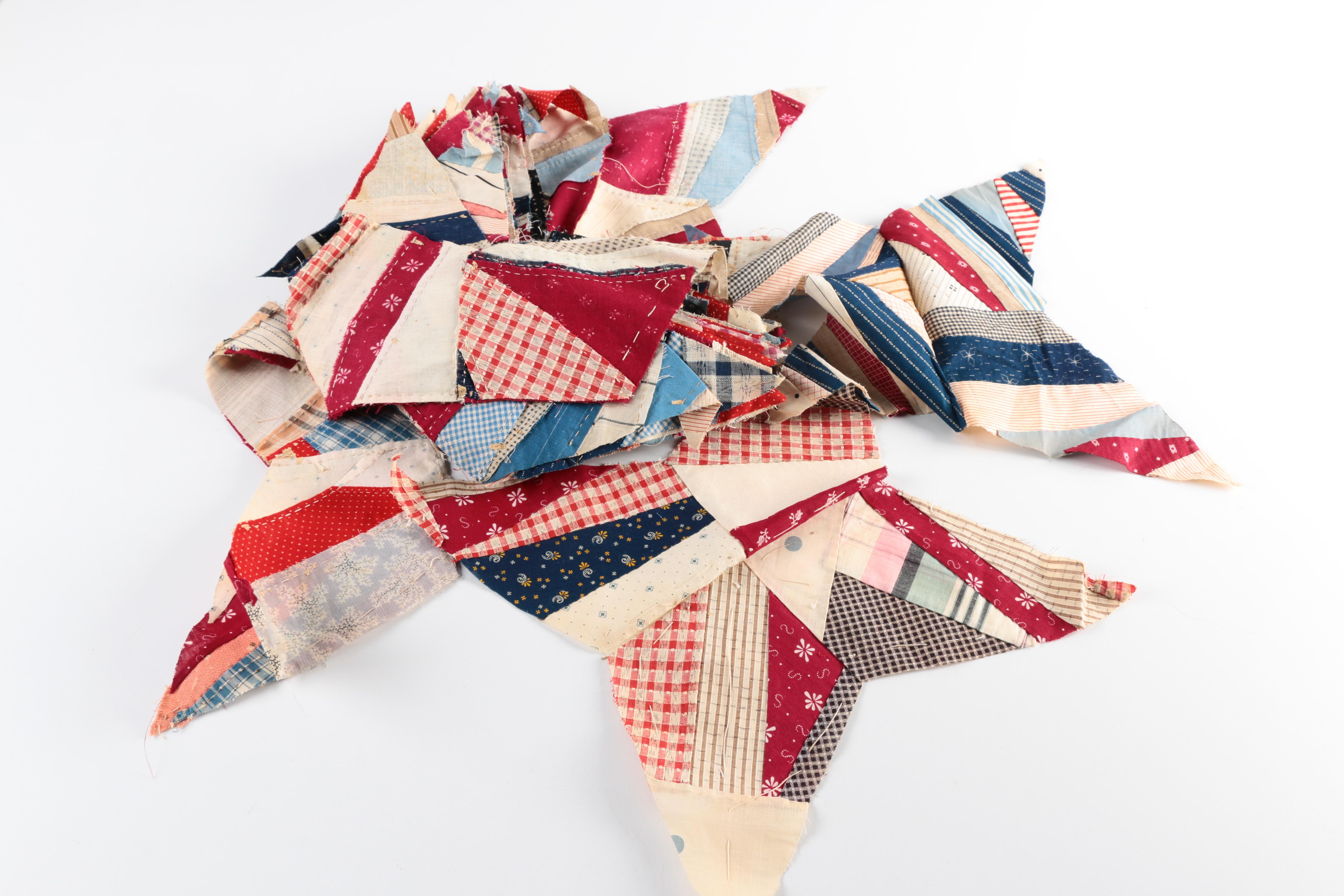 Antique Four-Point Star Quilt Pieces