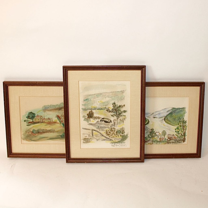 Collection of C.M. James "Harper's Ferry" Watercolor Paintings