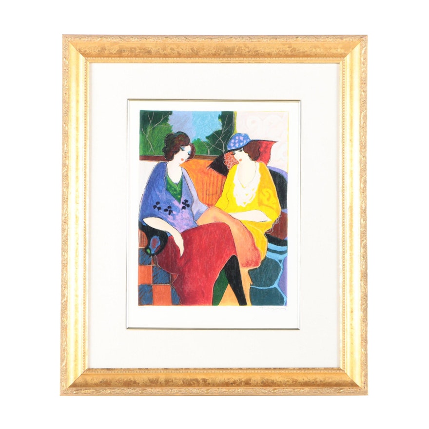 Itzchak Tarkay Limited Edition Serigraph Print Of Two Women