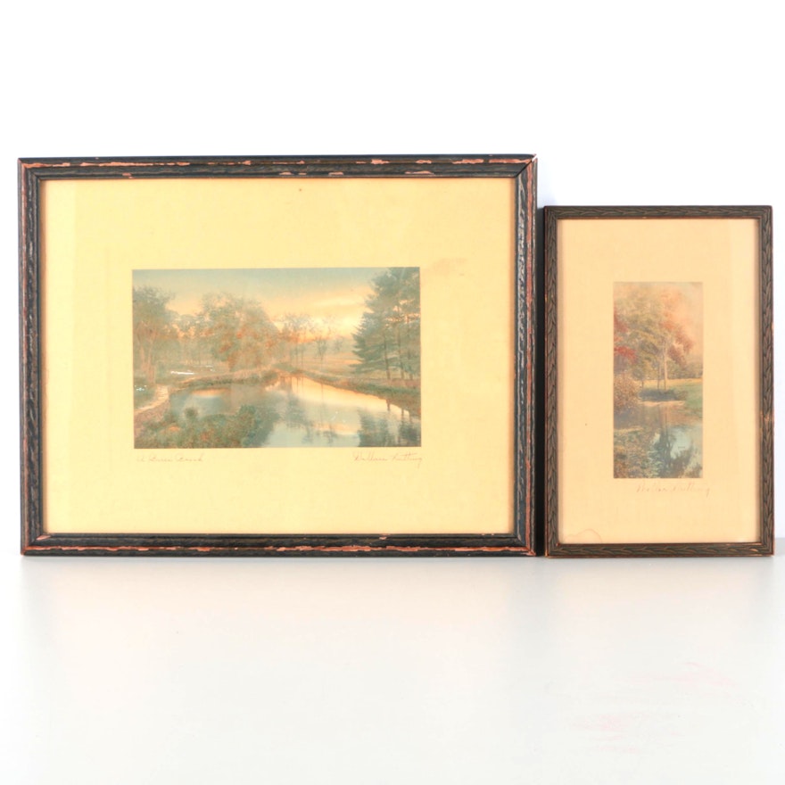 Two Signed Walter Nutting Hand Colored Lithographs after Black and White Photographs