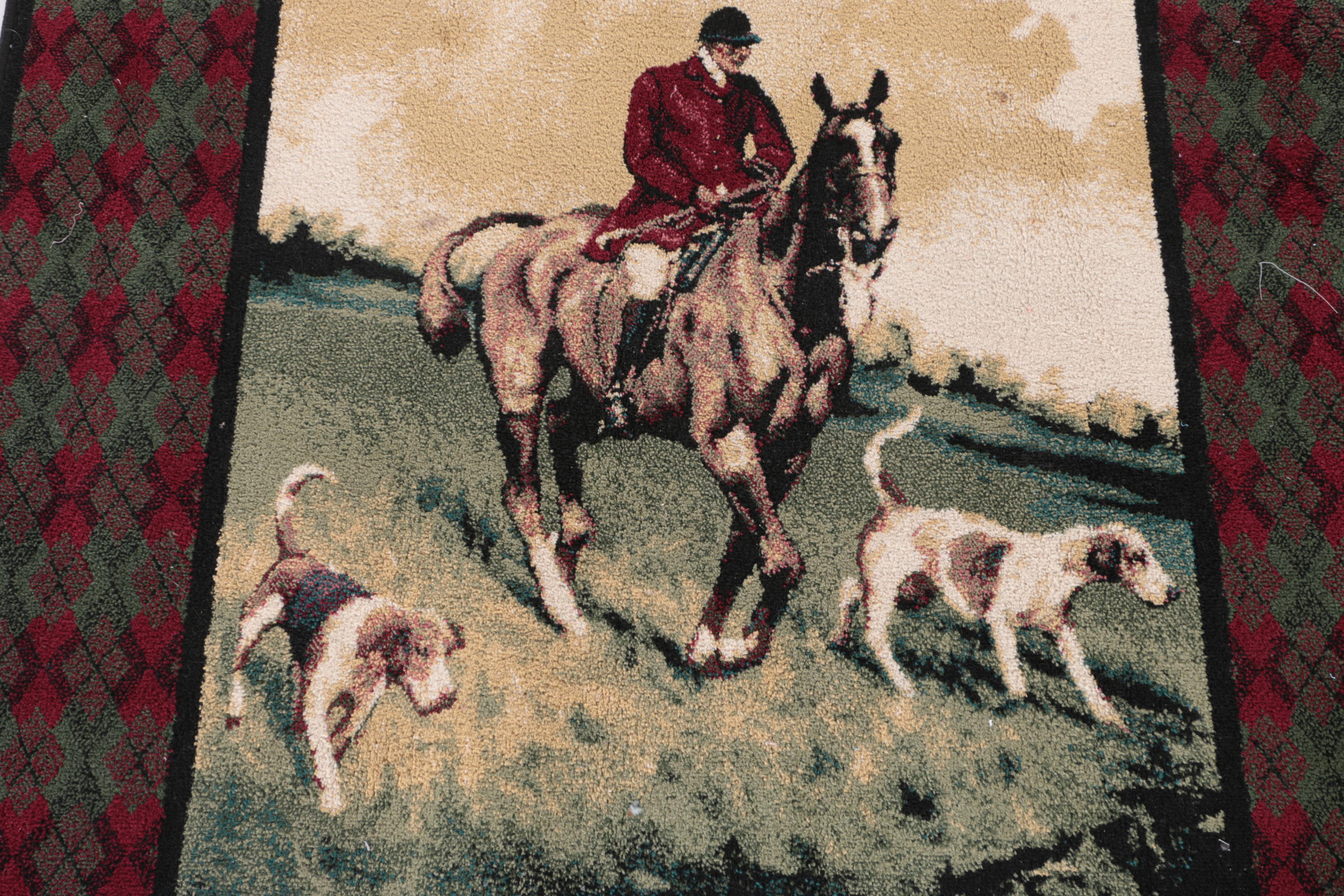 Power-Loomed English Hunt Pictorial Area Rug