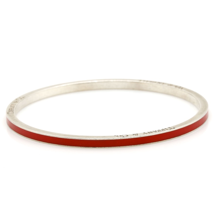 Tiffany & Co. Sterling Silver and Enamel Bangle Bracelet