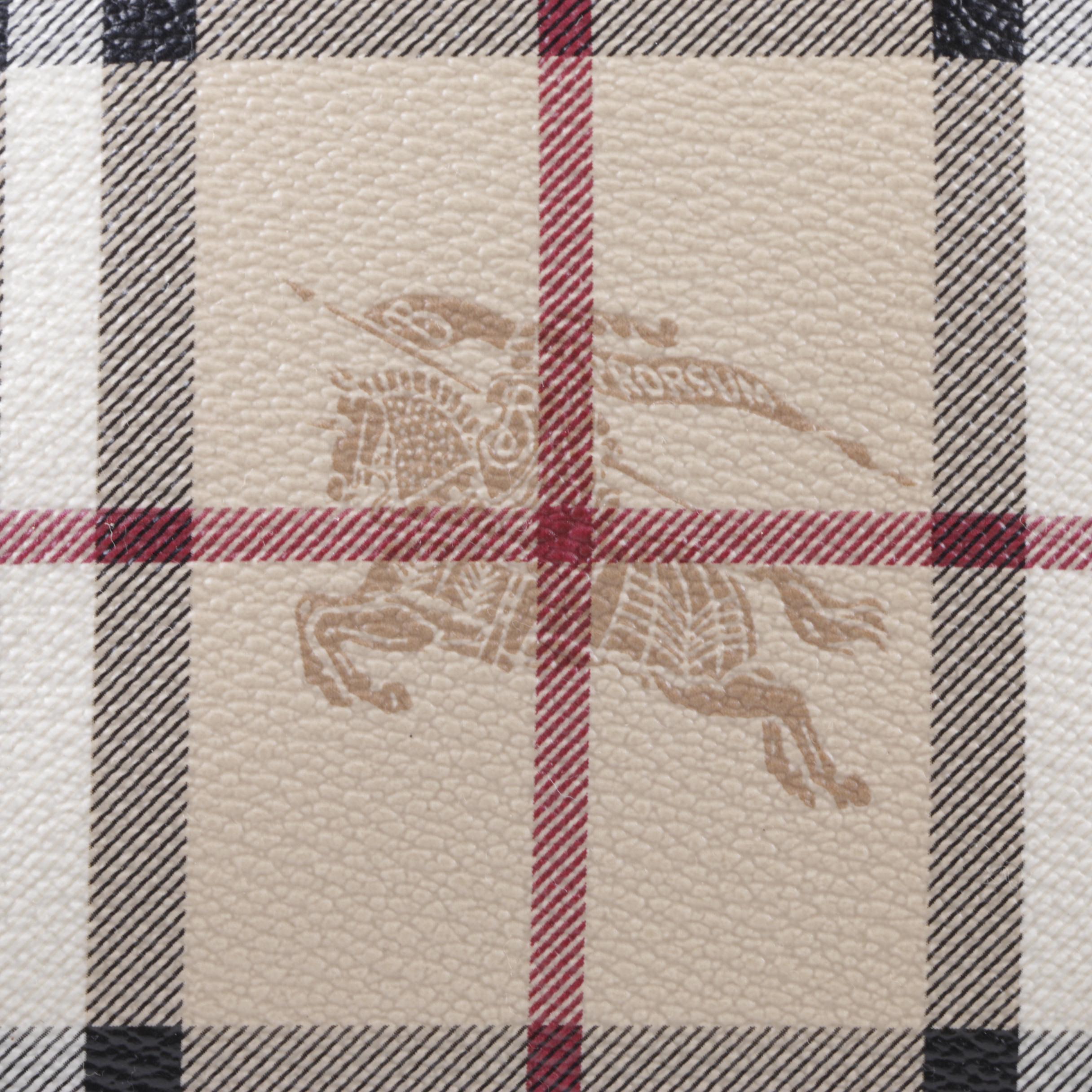 Burberry Coated Canvas Plaid Satchel with Dust Bag