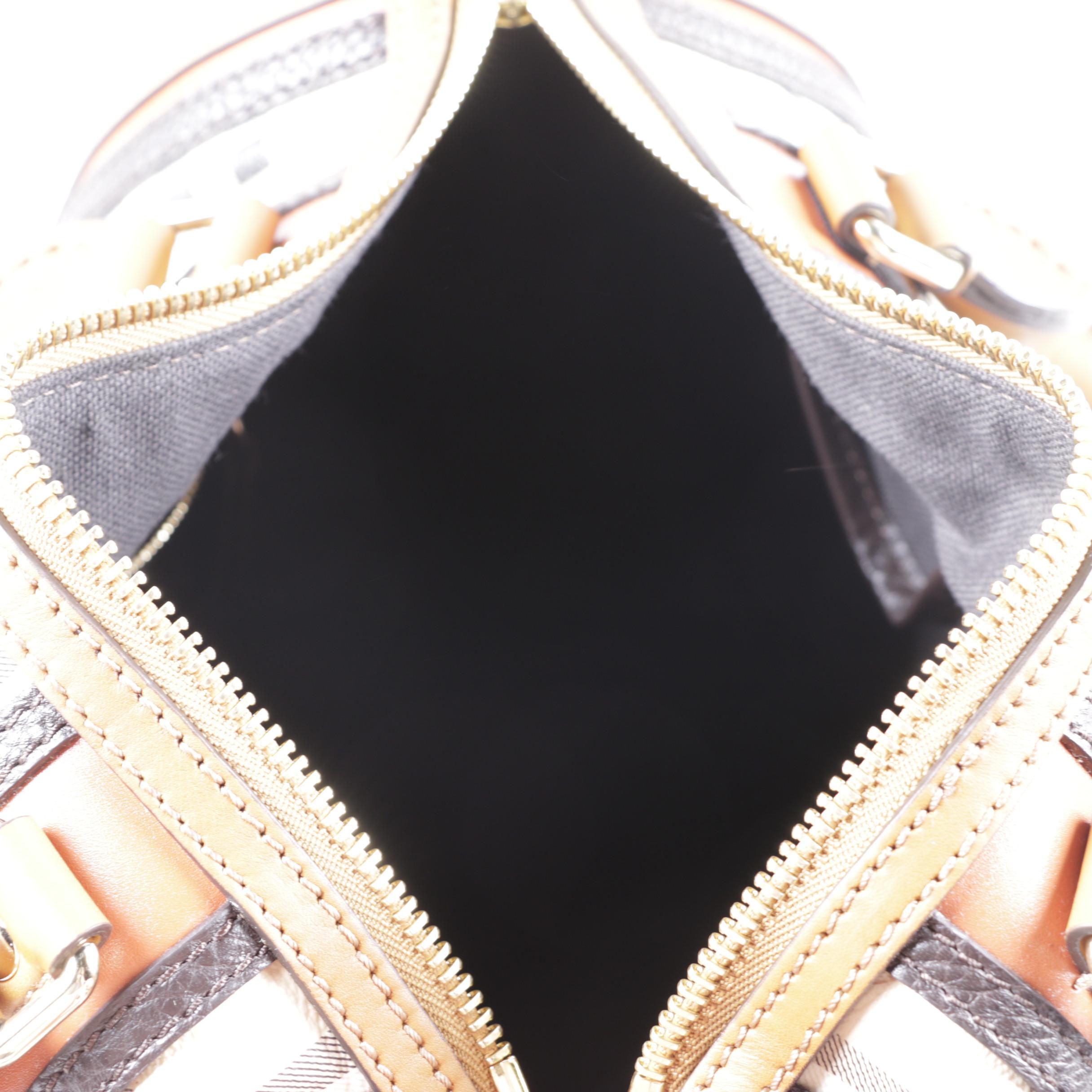 Burberry Coated Canvas Plaid Satchel with Dust Bag