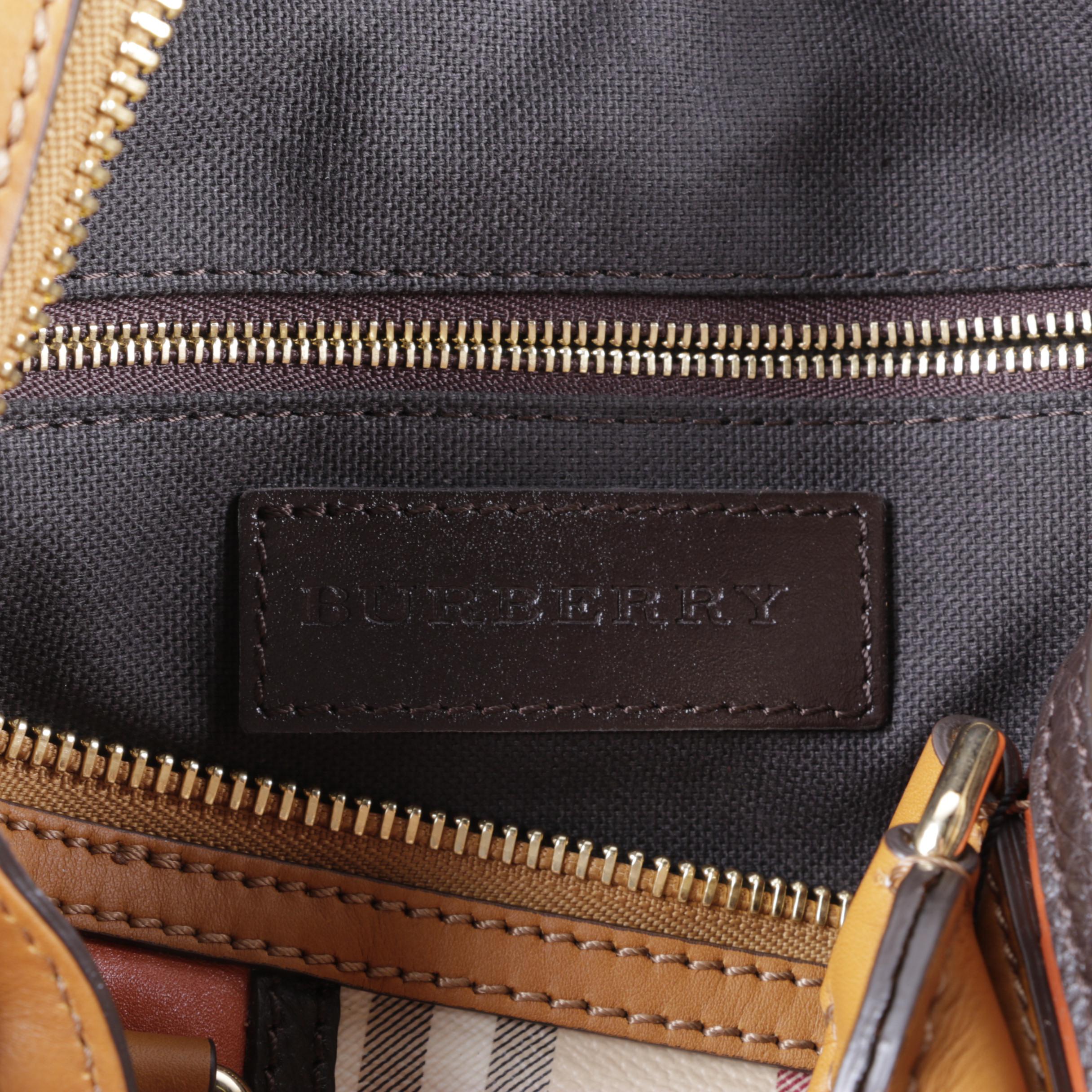 Burberry Coated Canvas Plaid Satchel with Dust Bag