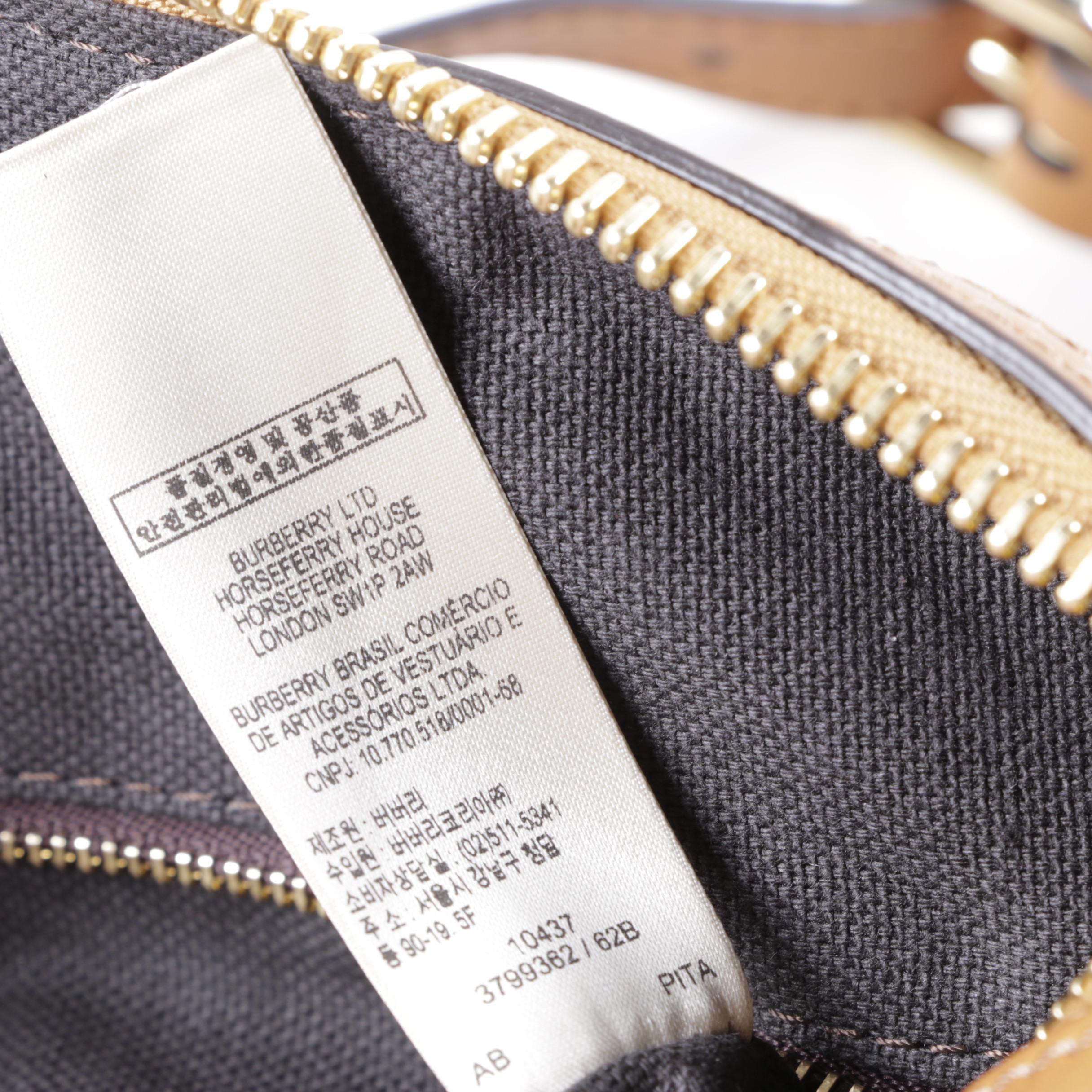 Burberry Coated Canvas Plaid Satchel with Dust Bag