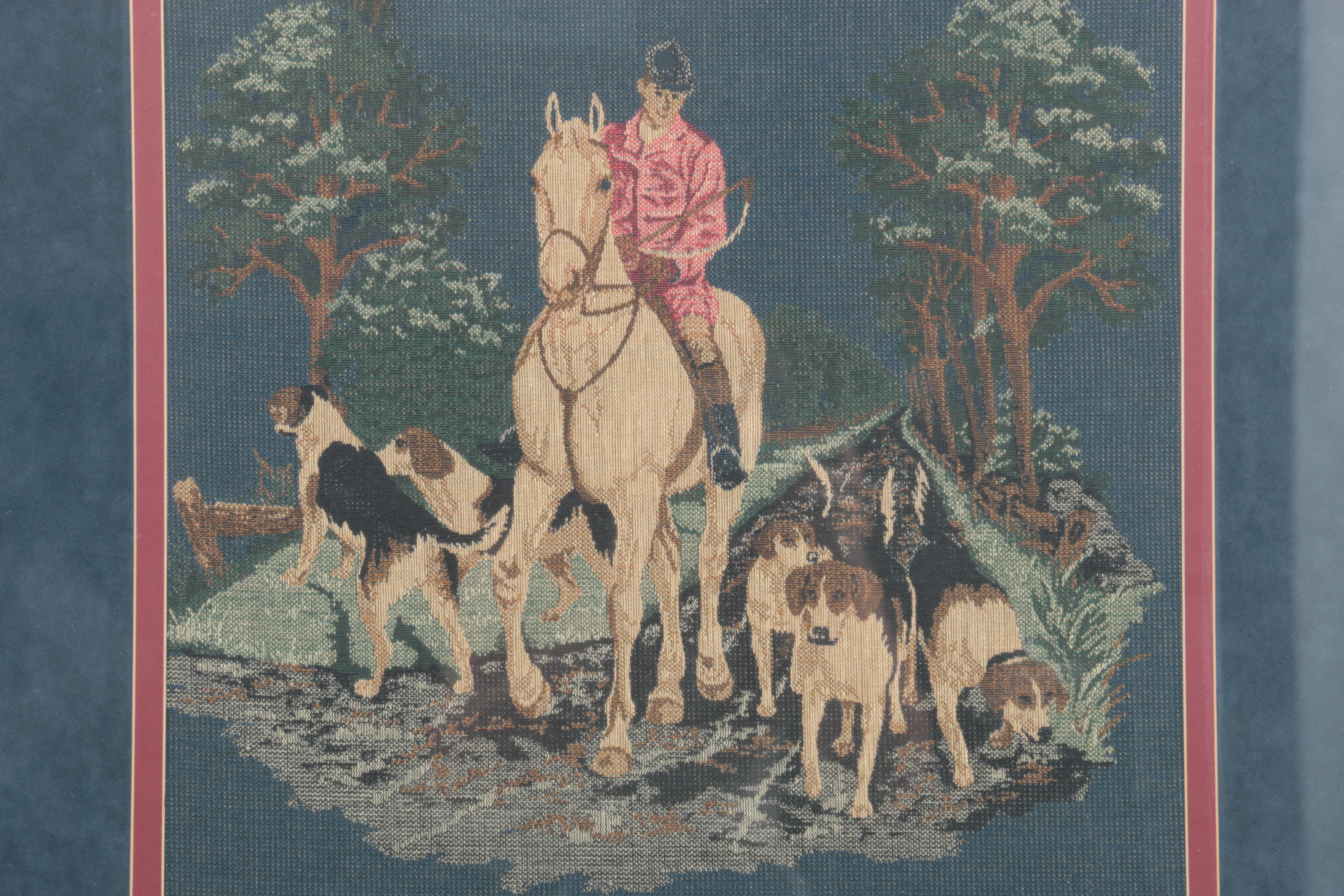 Decorative Weaving of a Hunt With Dogs