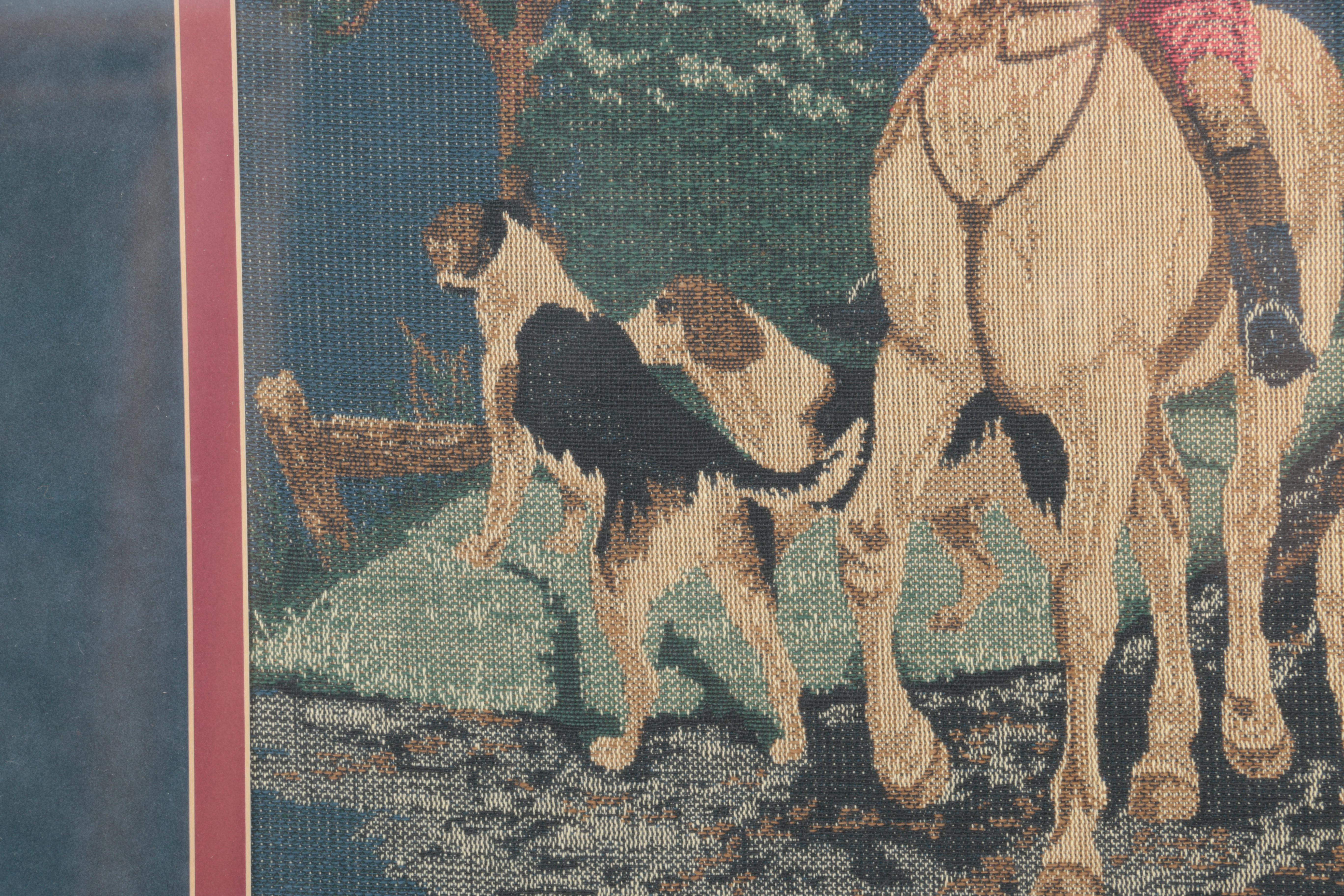 Decorative Weaving of a Hunt With Dogs