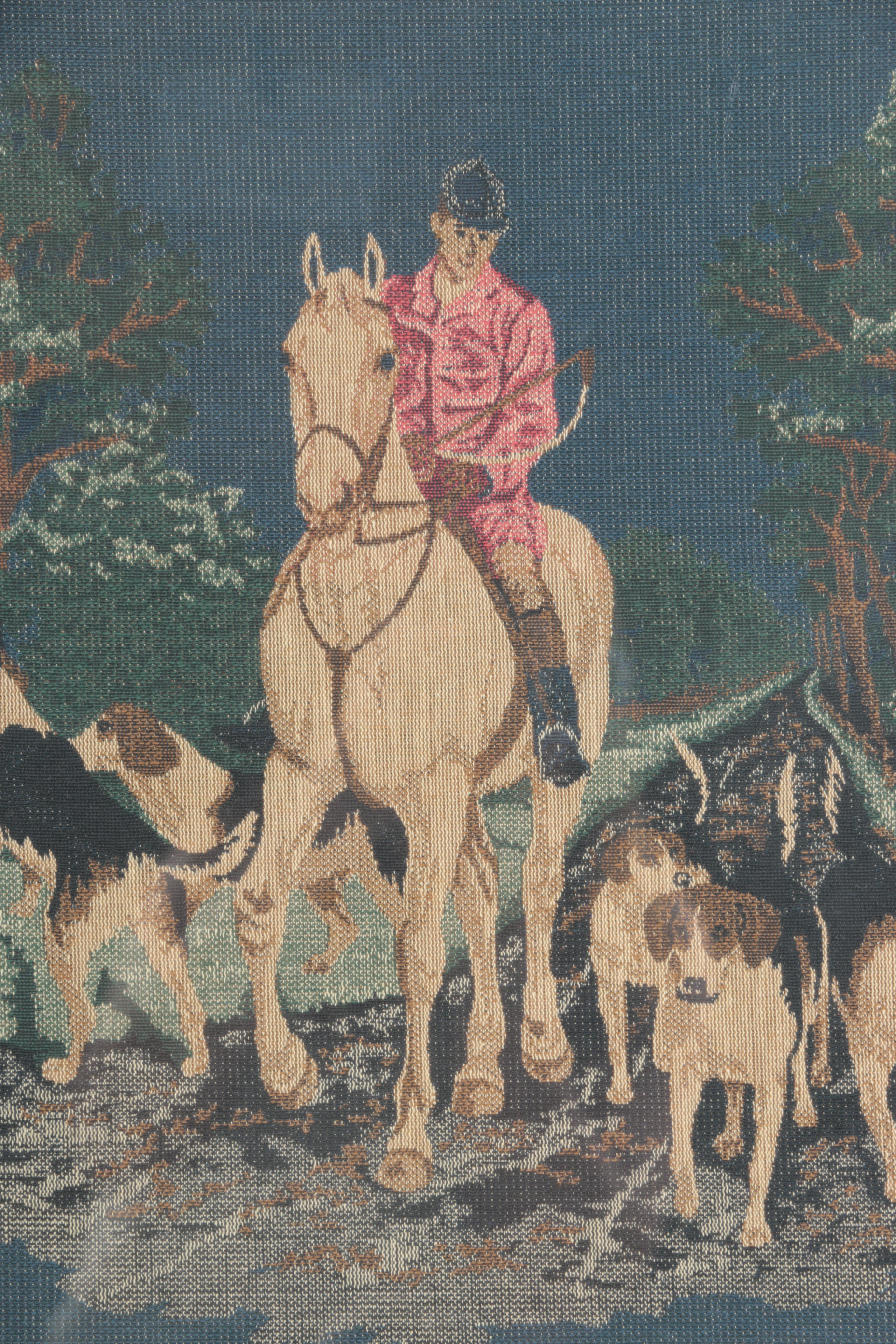 Decorative Weaving of a Hunt With Dogs