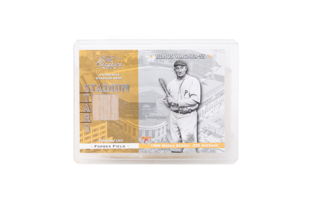 Honus Wagner Baseball Card with Authentic Piece from the Forbes Field Stadium Seat