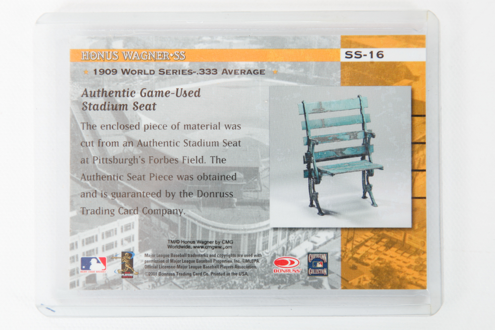 Honus Wagner Baseball Card with Authentic Piece from the Forbes Field Stadium Seat