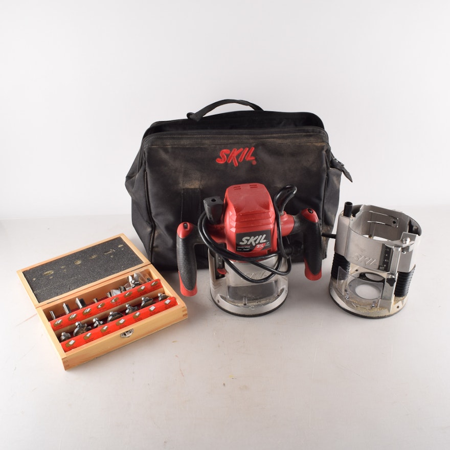 Skill 1825 2 1.4 HP Variable Speed Router with Site Light with Accessories and Carrying Bag