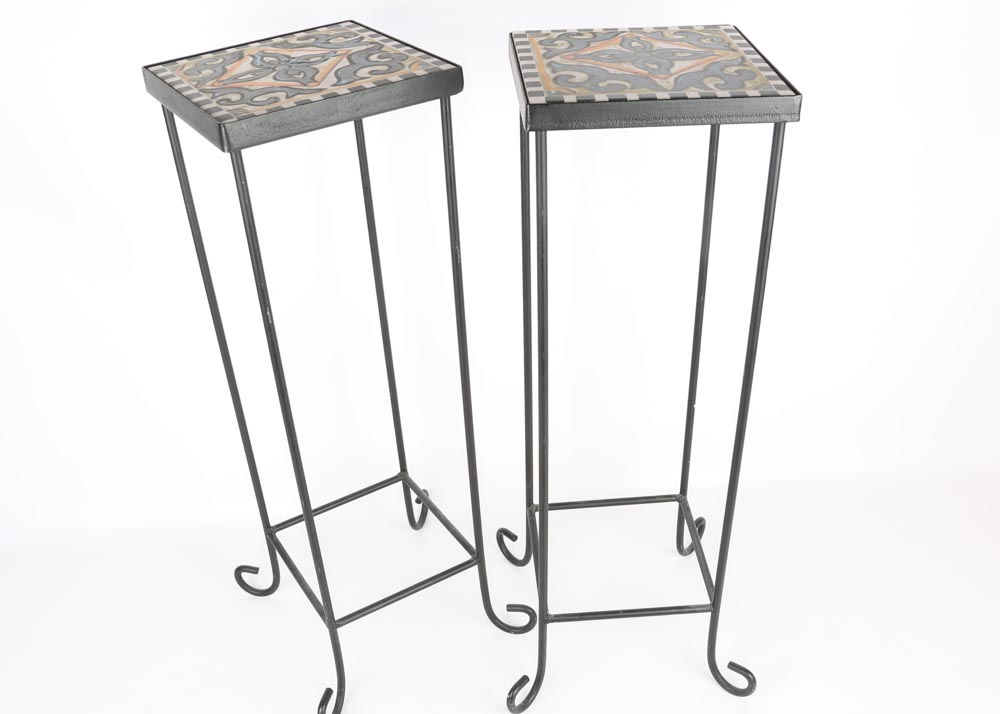 Tile Topped Plant Stands