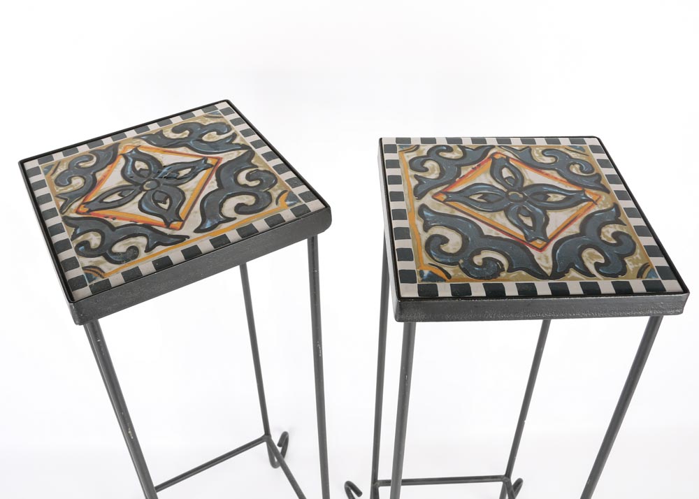 Tile Topped Plant Stands