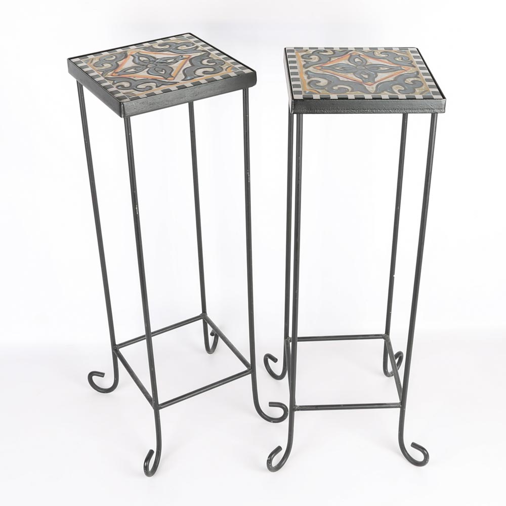 Tile Topped Plant Stands