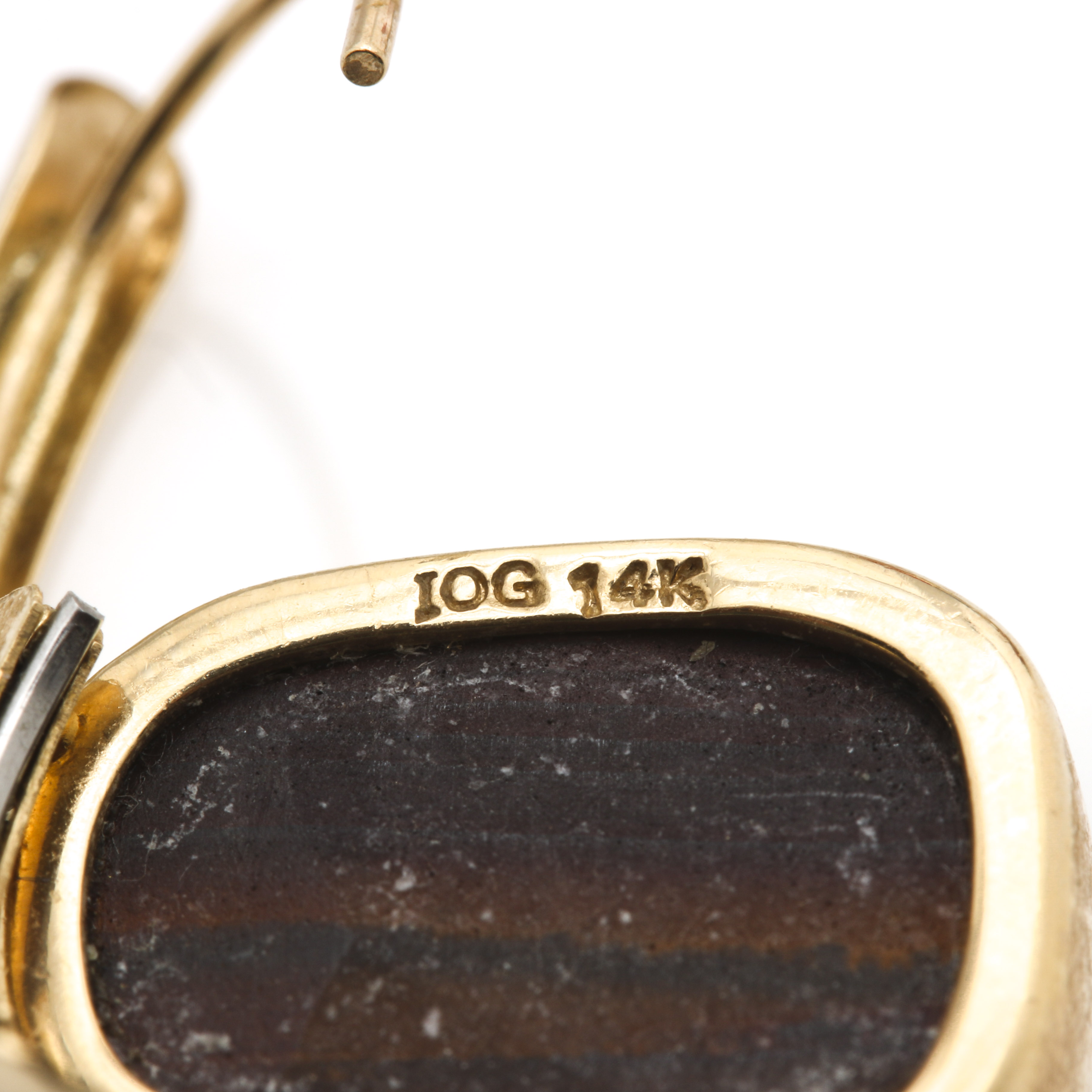 14K Yellow Gold Potch Opal Earrings