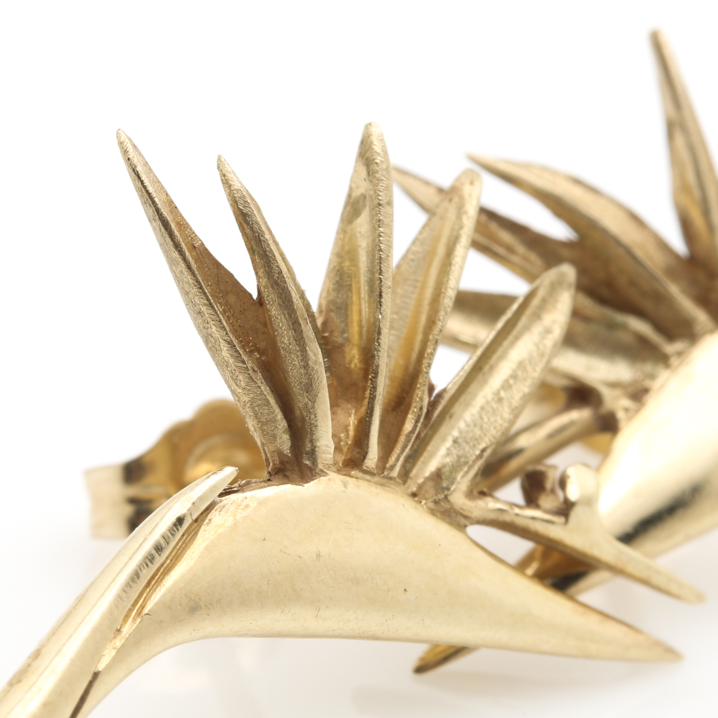 14K Yellow Gold Bird of Paradise Stud Earrings