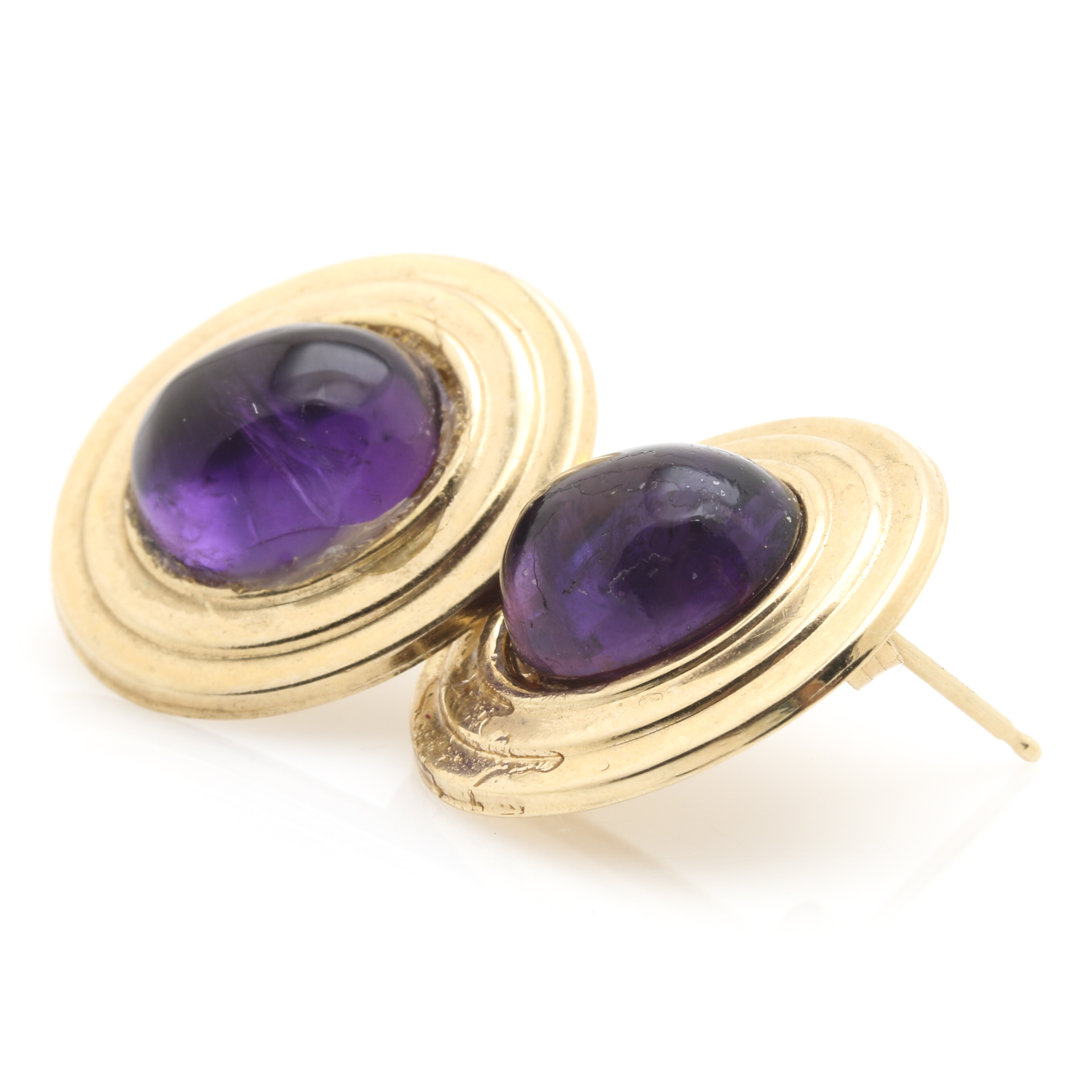 14K Yellow Gold Amethyst Earrings