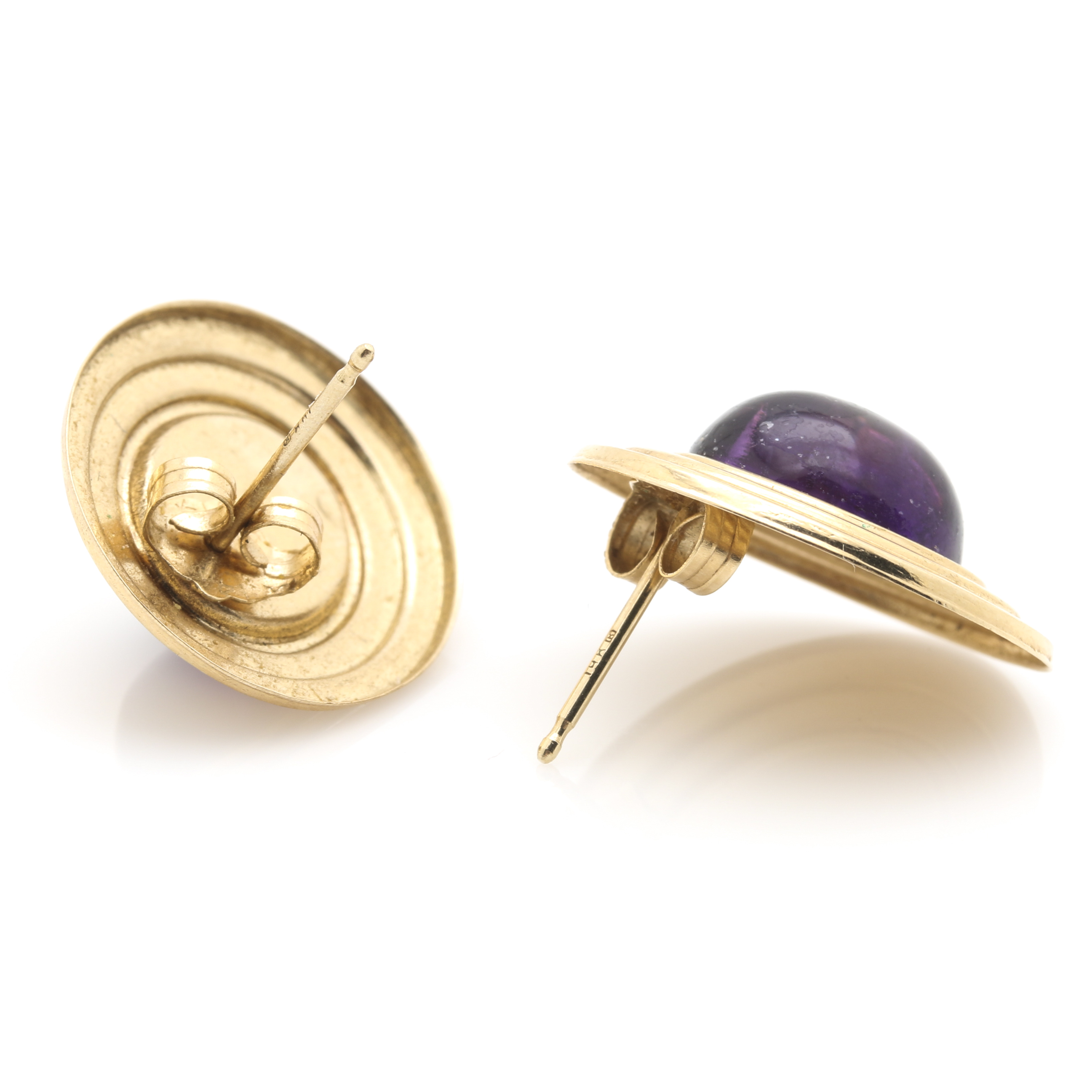 14K Yellow Gold Amethyst Earrings