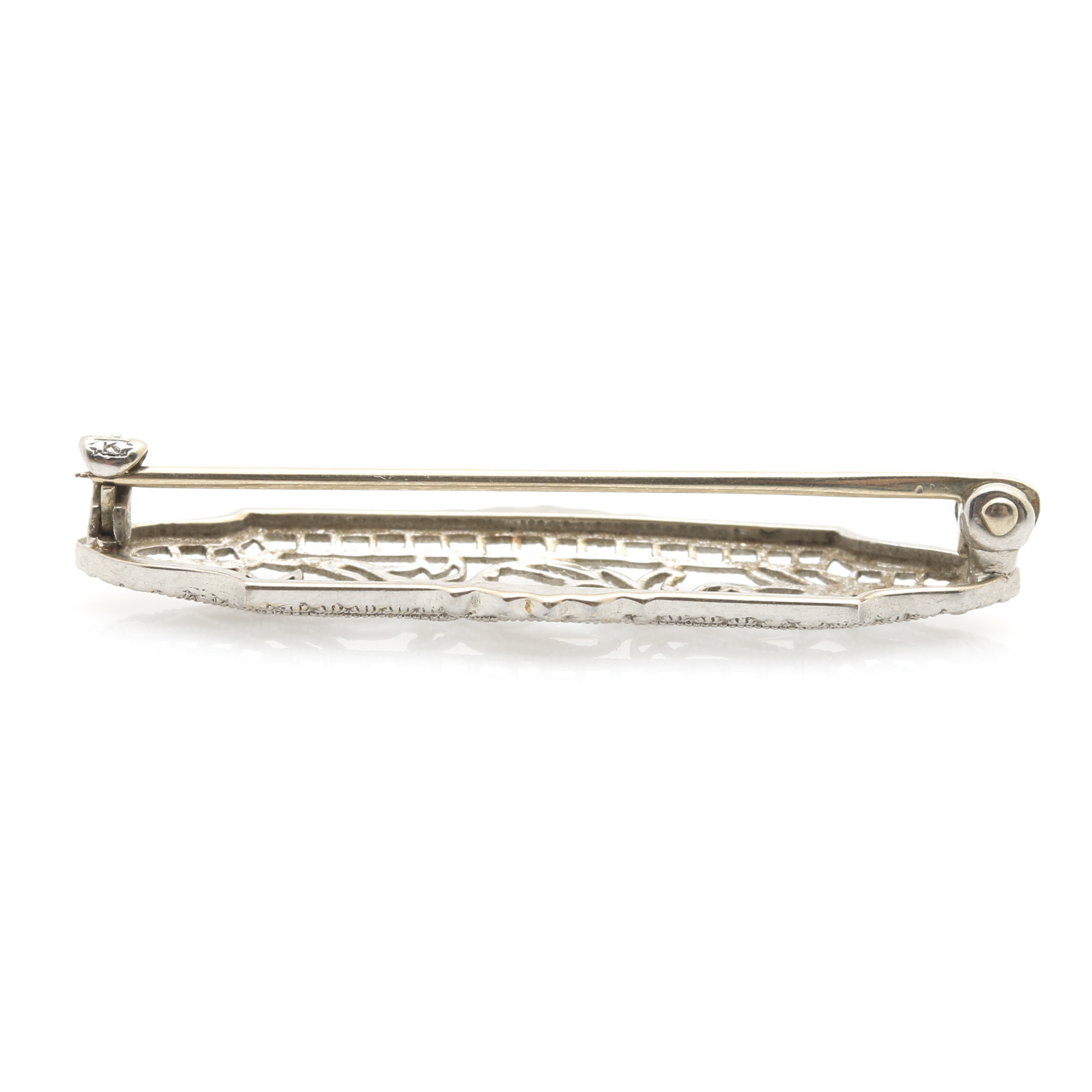 Late Edwardian Platinum and 14K White Gold Brooch