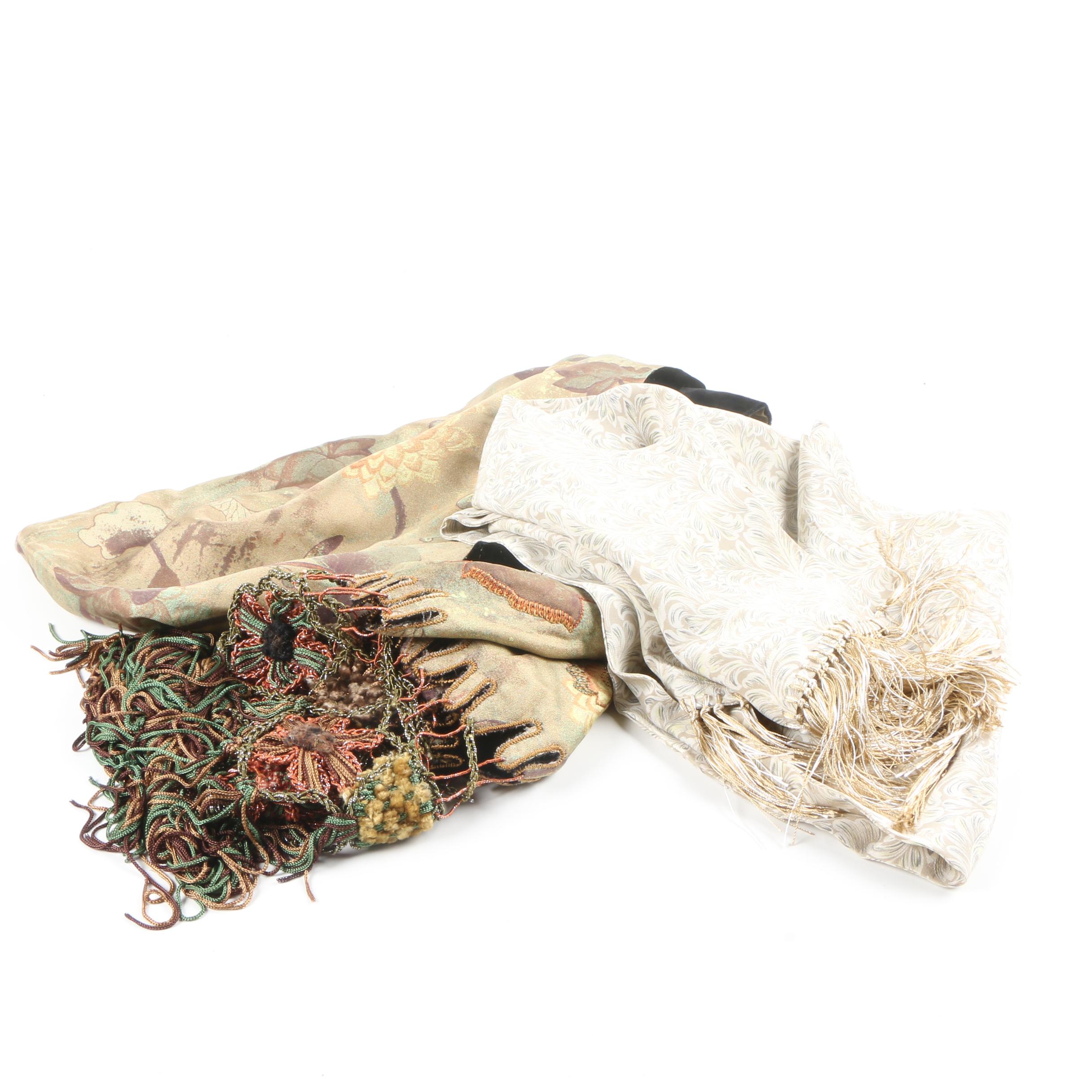 Silk Fringe Scarves Including Pazuki